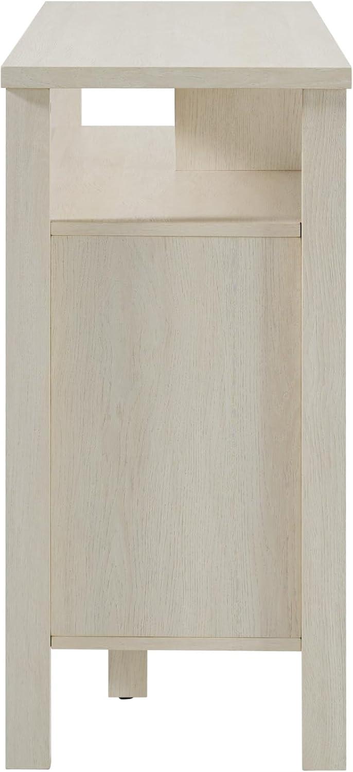 imageWalker Edison TransitionalStyle Windowpane Glass Door Storage Sideboard 58 Inch Coastal OakIvory Oak
