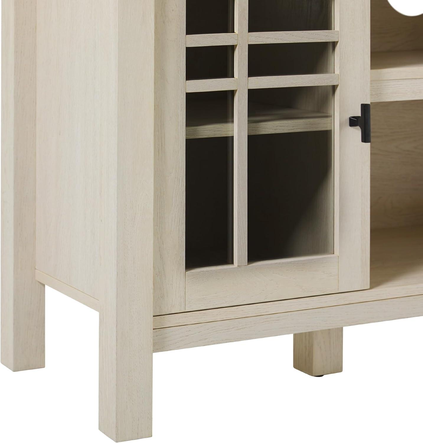 imageWalker Edison TransitionalStyle Windowpane Glass Door Storage Sideboard 58 Inch Coastal OakIvory Oak