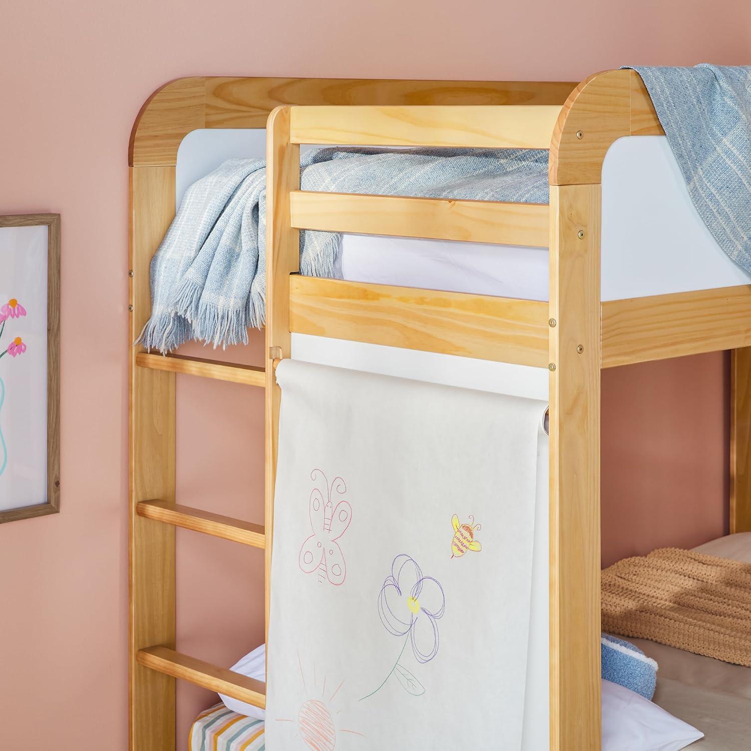 imageWalker Edison Twin Contemporary Solid Wood Bunk Bed Builtin Ladder No Box Spring Required Twin Size WalnutNatural Pine