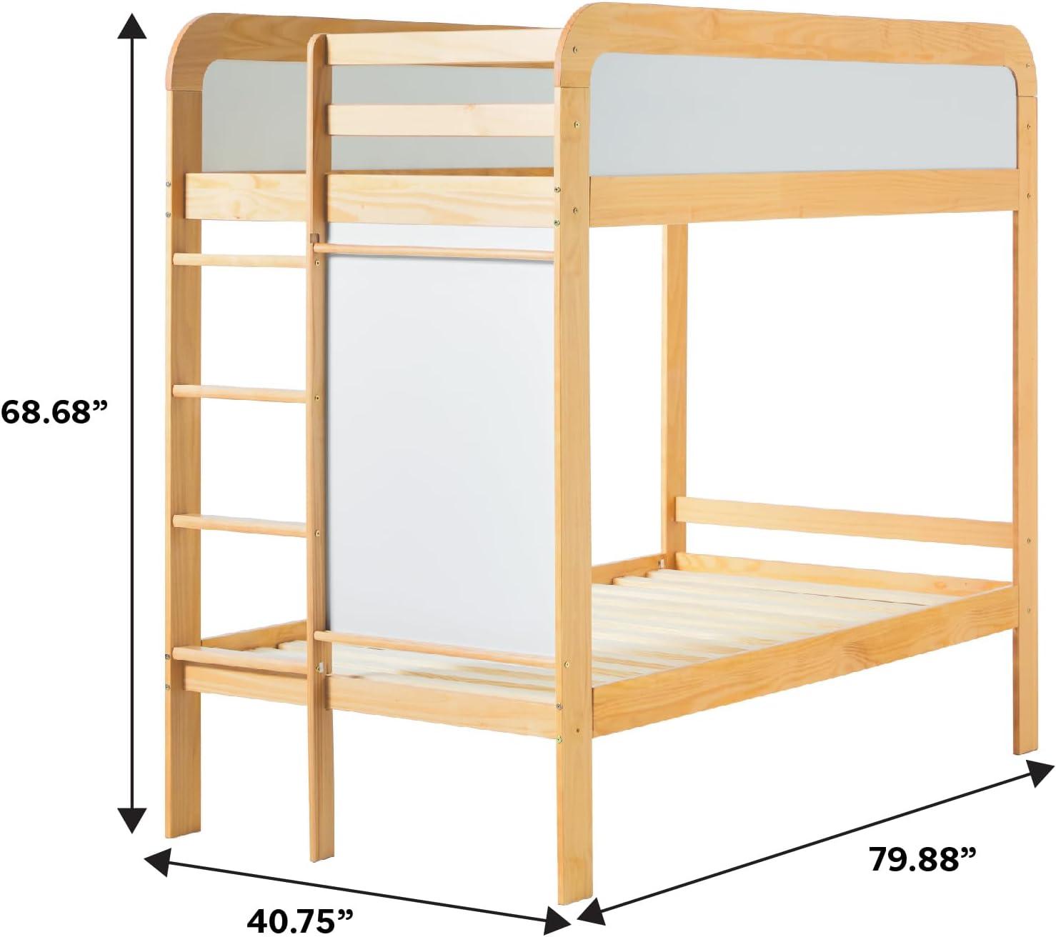 imageWalker Edison Twin Contemporary Solid Wood Bunk Bed Builtin Ladder No Box Spring Required Twin Size WalnutNatural Pine