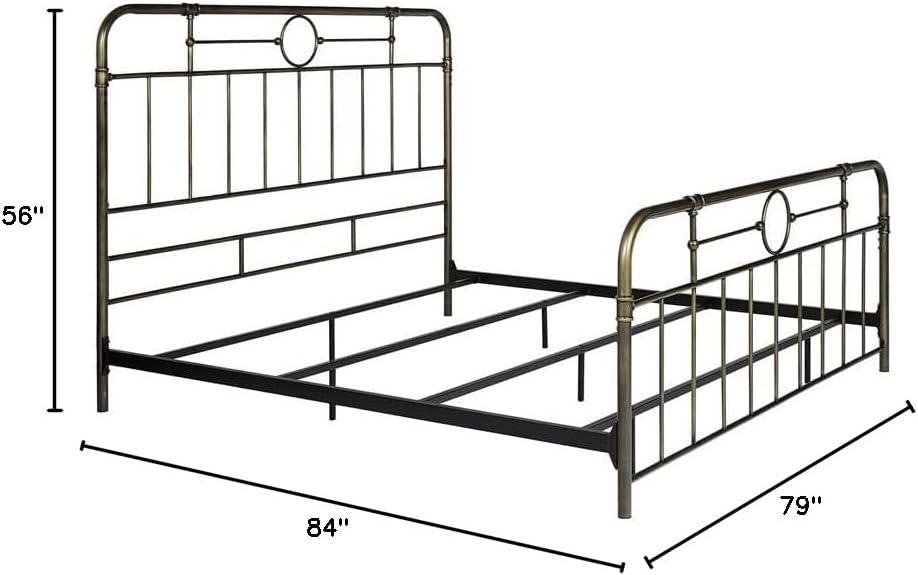 imageWalker Edison Vintage Metal Iron Pipe Queen Size Bed Headboard Bedroom Headboard Footboard Bed Frame Bedroom Queen BronzeBronze
