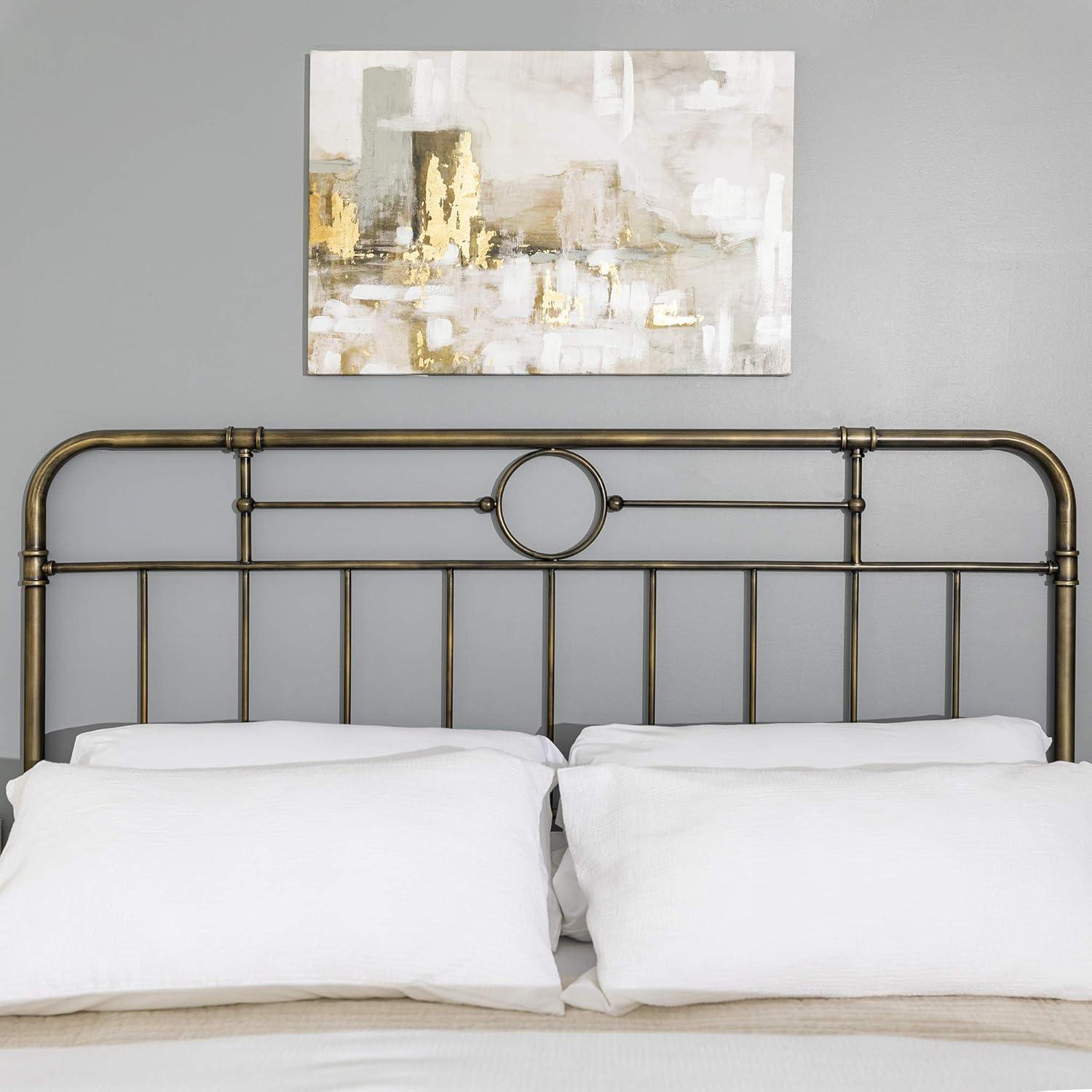 imageWalker Edison Vintage Metal Iron Pipe Queen Size Bed Headboard Bedroom Headboard Footboard Bed Frame Bedroom Queen BronzeBronze