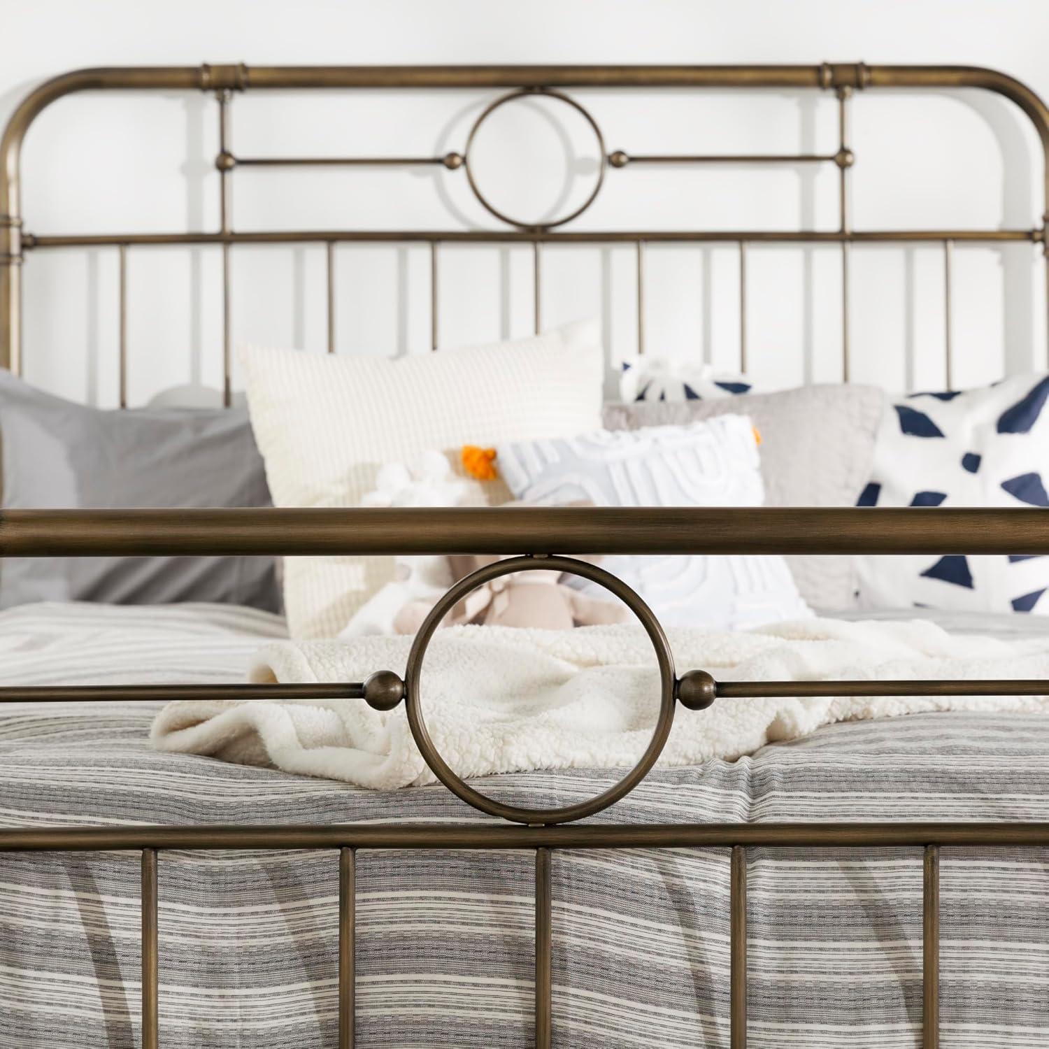 imageWalker Edison Vintage Metal Iron Pipe Queen Size Bed Headboard Bedroom Headboard Footboard Bed Frame Bedroom Queen BronzeBronze