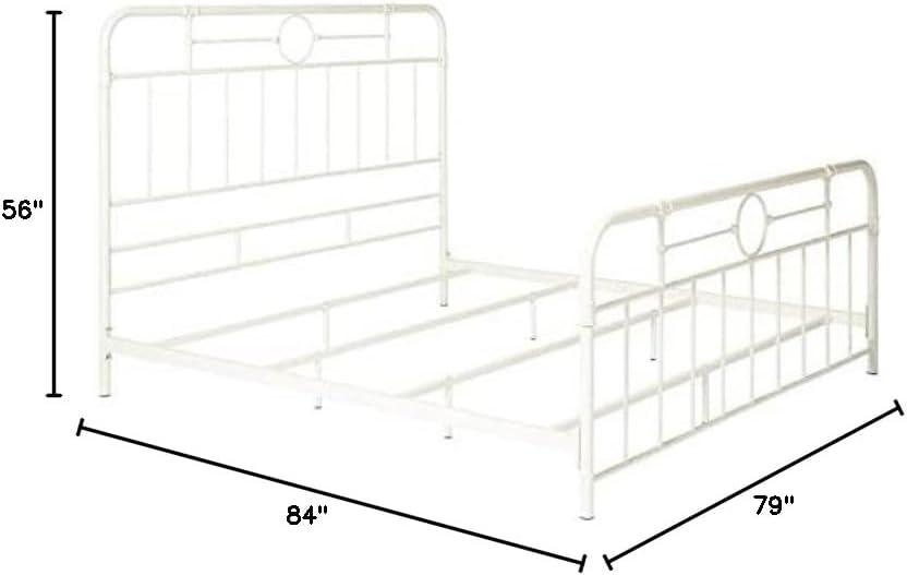 imageWalker Edison Vintage Metal Iron Pipe Queen Size Bed Headboard Bedroom Headboard Footboard Bed Frame Bedroom Queen BronzeWhite