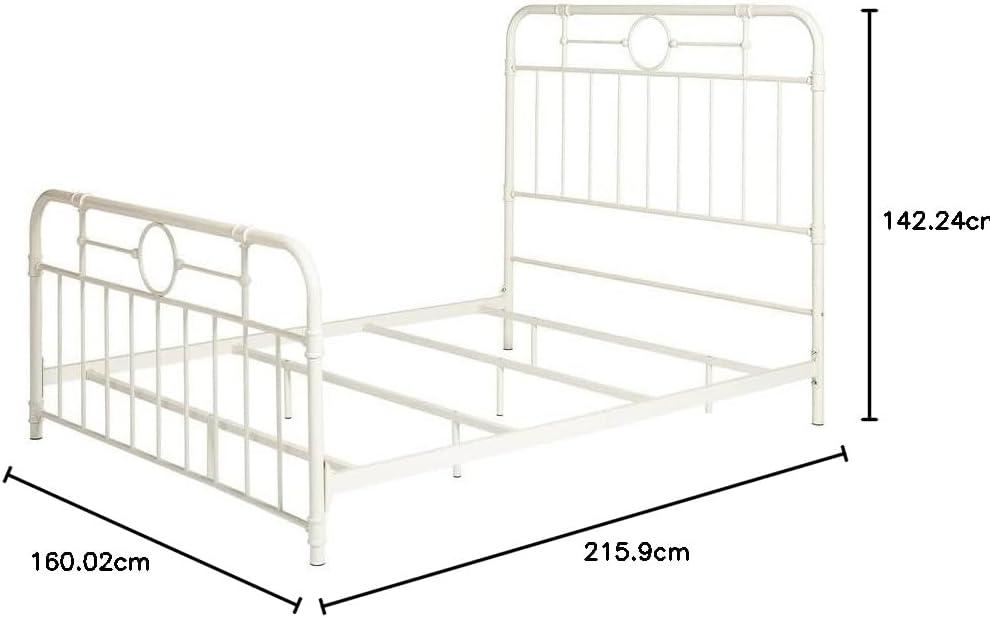 imageWalker Edison Vintage Metal Iron Pipe Queen Size Bed Headboard Bedroom Headboard Footboard Bed Frame Bedroom Queen BronzeWhite
