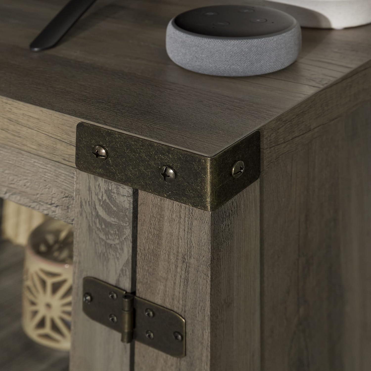 imageWalker Edison Wesley Modern Farmhouse Glass Door TV Stand for TVs up to 65 Inches 58 Inch Stone Grey Without FireplaceGrey Wash