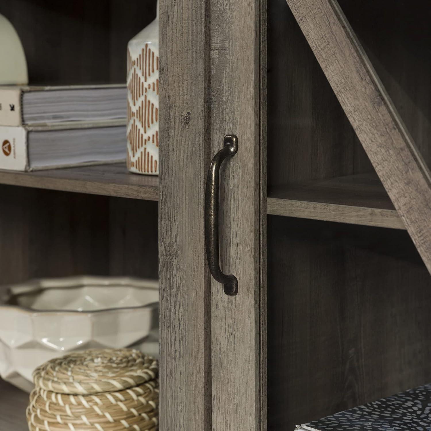 imageWalker Edison Wesley Modern Farmhouse Glass Door TV Stand for TVs up to 65 Inches 58 Inch Stone Grey Without FireplaceGrey Wash