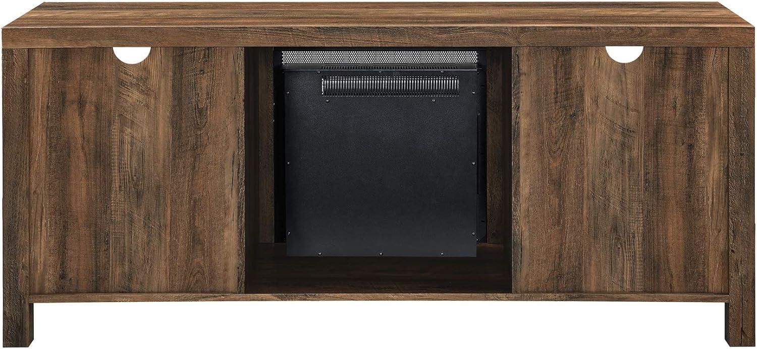 imageWalker Edison Wesley Modern Farmhouse Glass Door TV Stand for TVs up to 65 Inches 58 Inch Stone Grey Without FireplaceRustic Oak