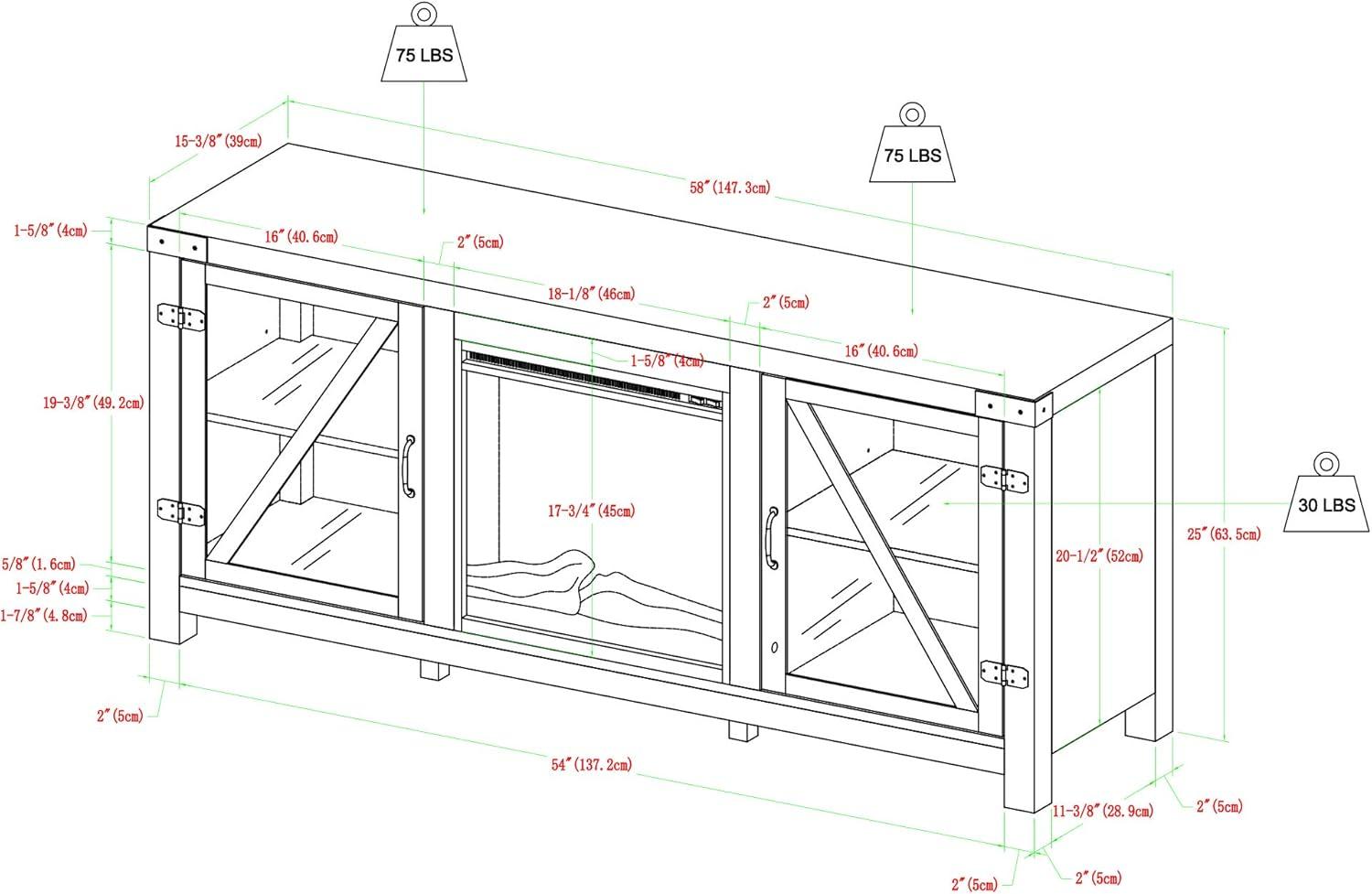 imageWalker Edison Wesley Modern Farmhouse Glass Door TV Stand for TVs up to 65 Inches 58 Inch Stone Grey Without FireplaceStone Grey