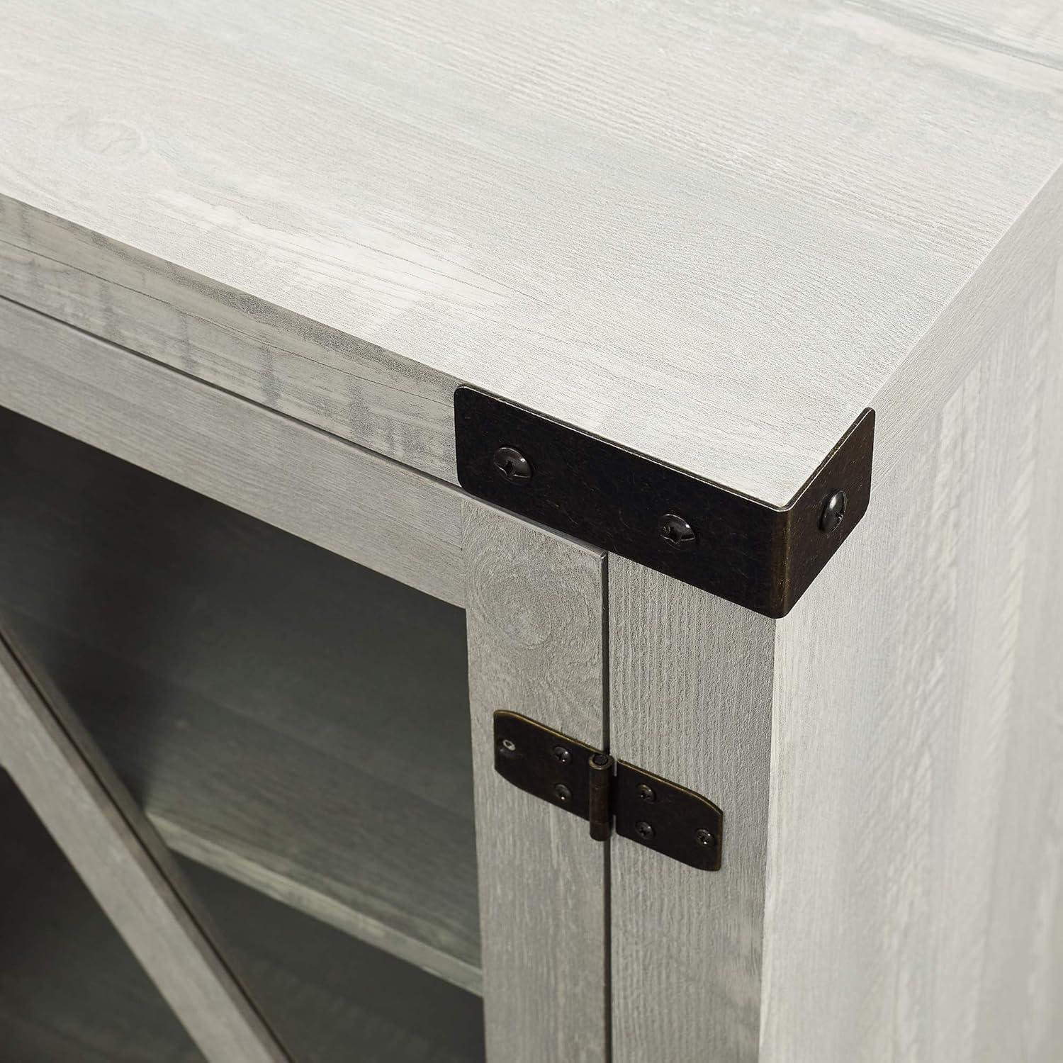 imageWalker Edison Wesley Modern Farmhouse Glass Door TV Stand for TVs up to 65 Inches 58 Inch Stone Grey Without FireplaceStone Grey