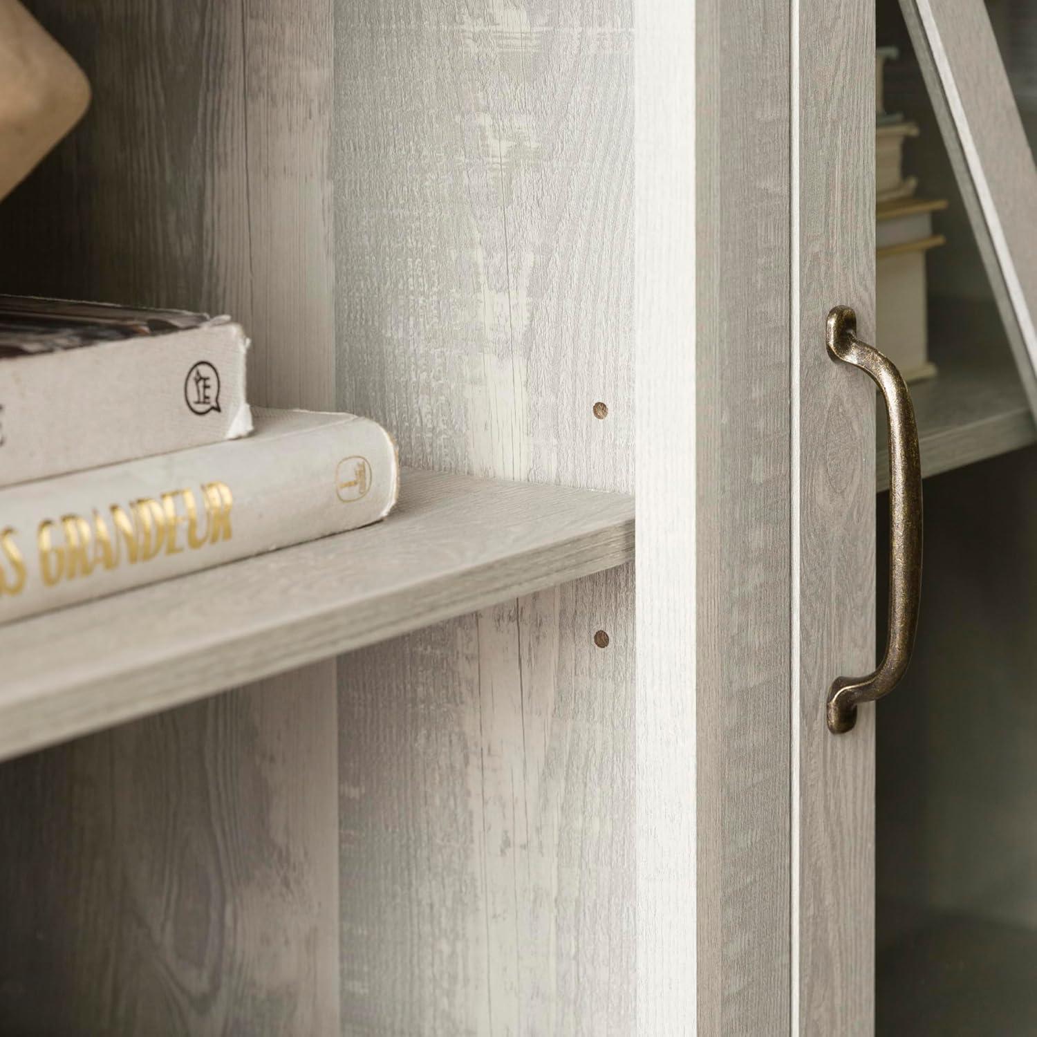 imageWalker Edison Wesley Modern Farmhouse Glass Door TV Stand for TVs up to 65 Inches 58 Inch Stone Grey Without FireplaceStone Grey