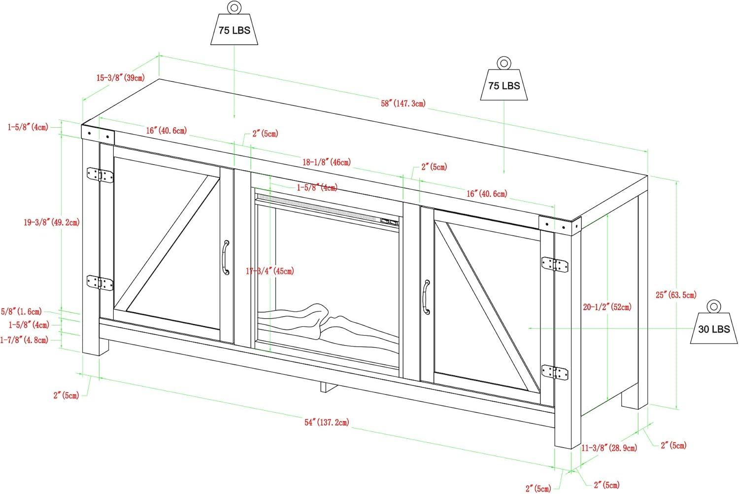 imageWalker Edison Wesley Modern Farmhouse Glass Door TV Stand for TVs up to 65 Inches 58 Inch Stone Grey Without FireplaceWhite Oak