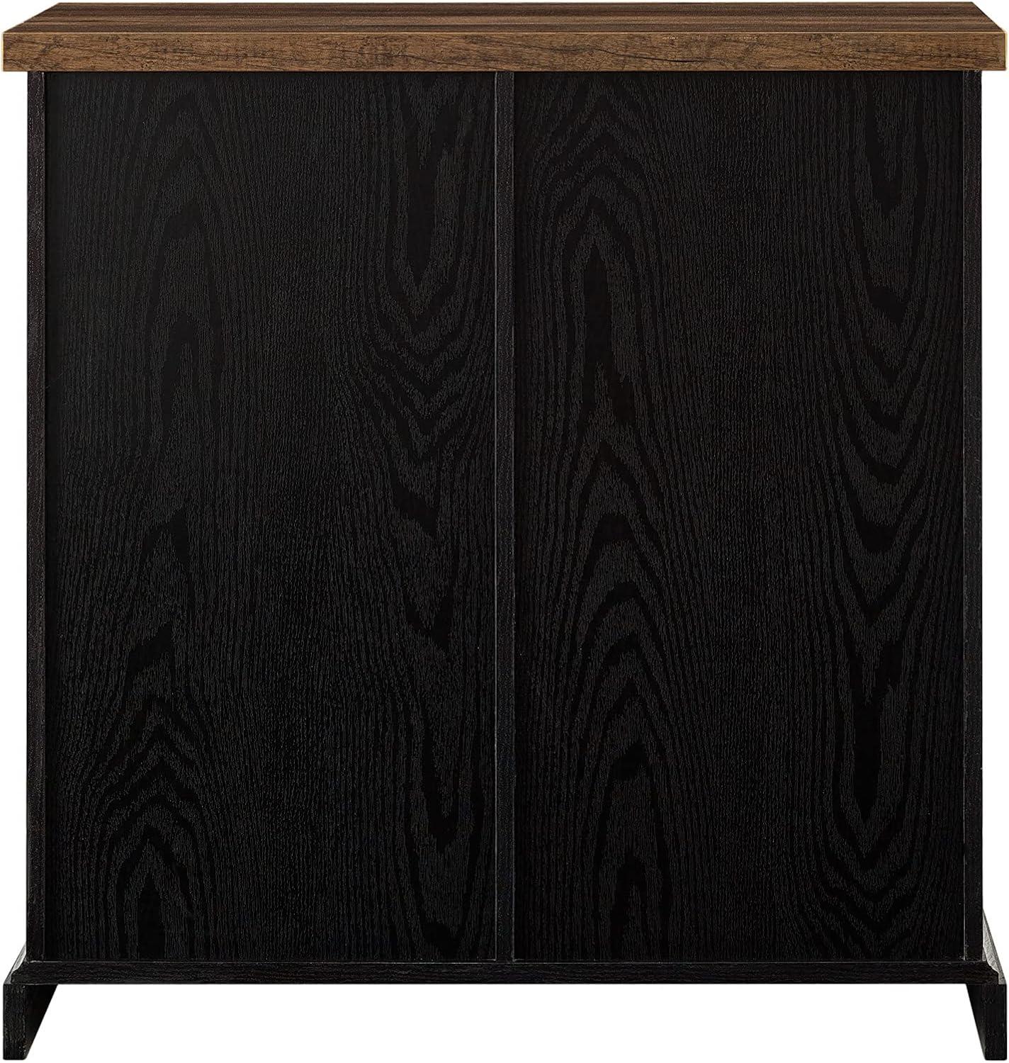 imageWalker Edison Willa Modern Farmhouse Sliding Single Slat Door Storage Console 32 Inch White and Rustic OakBlack and Rustic Oak