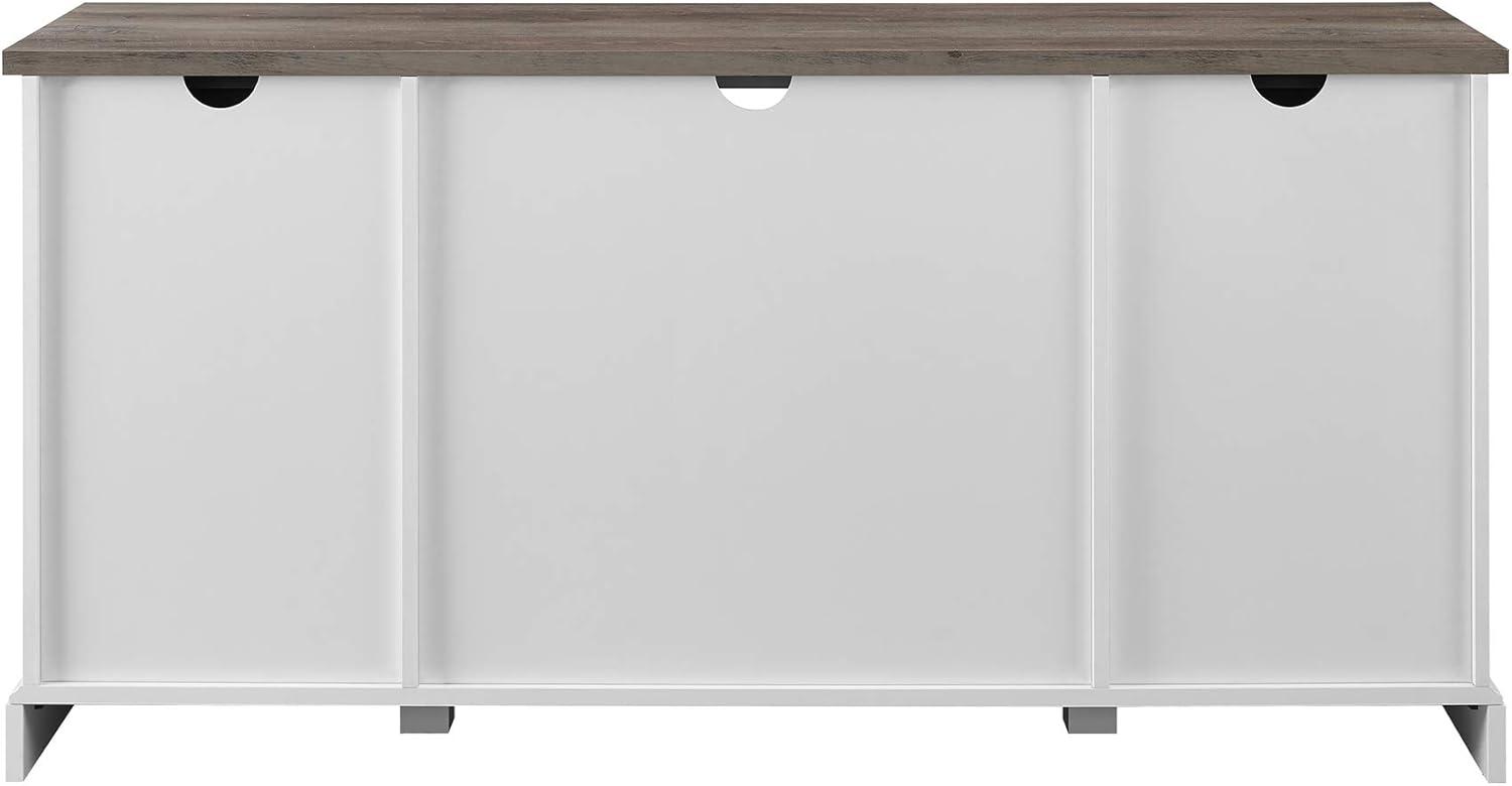 imageWalker Edison Willa Modern Farmhouse Sliding Single Slat Door Storage Console 32 Inch White and Rustic OakGrey Wash