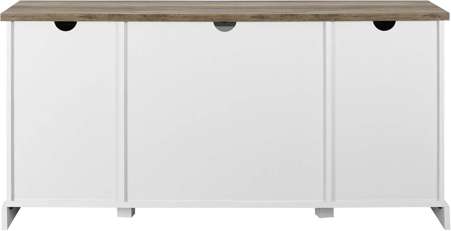 imageWalker Edison Willa Modern Farmhouse Sliding Single Slat Door Storage Console 32 Inch White and Rustic OakRustic Oak