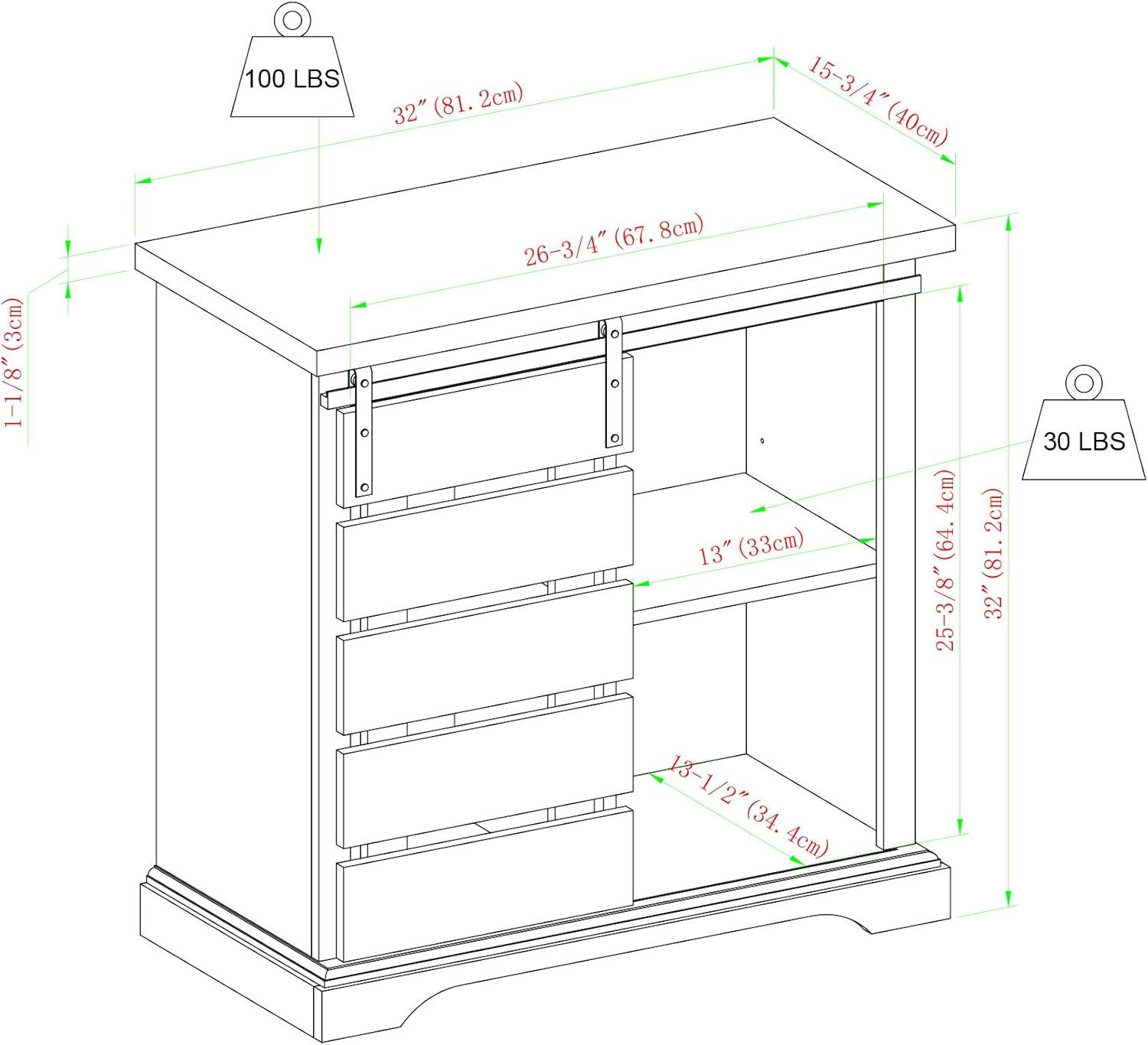 imageWalker Edison Willa Modern Farmhouse Sliding Single Slat Door Storage Console 32 Inch White and Rustic OakWhite and Grey Wash