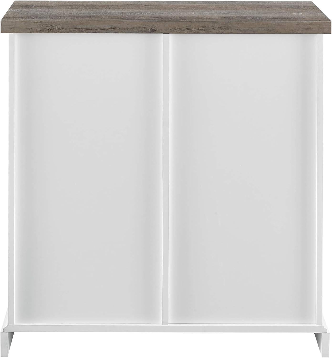 imageWalker Edison Willa Modern Farmhouse Sliding Single Slat Door Storage Console 32 Inch White and Rustic OakWhite and Grey Wash