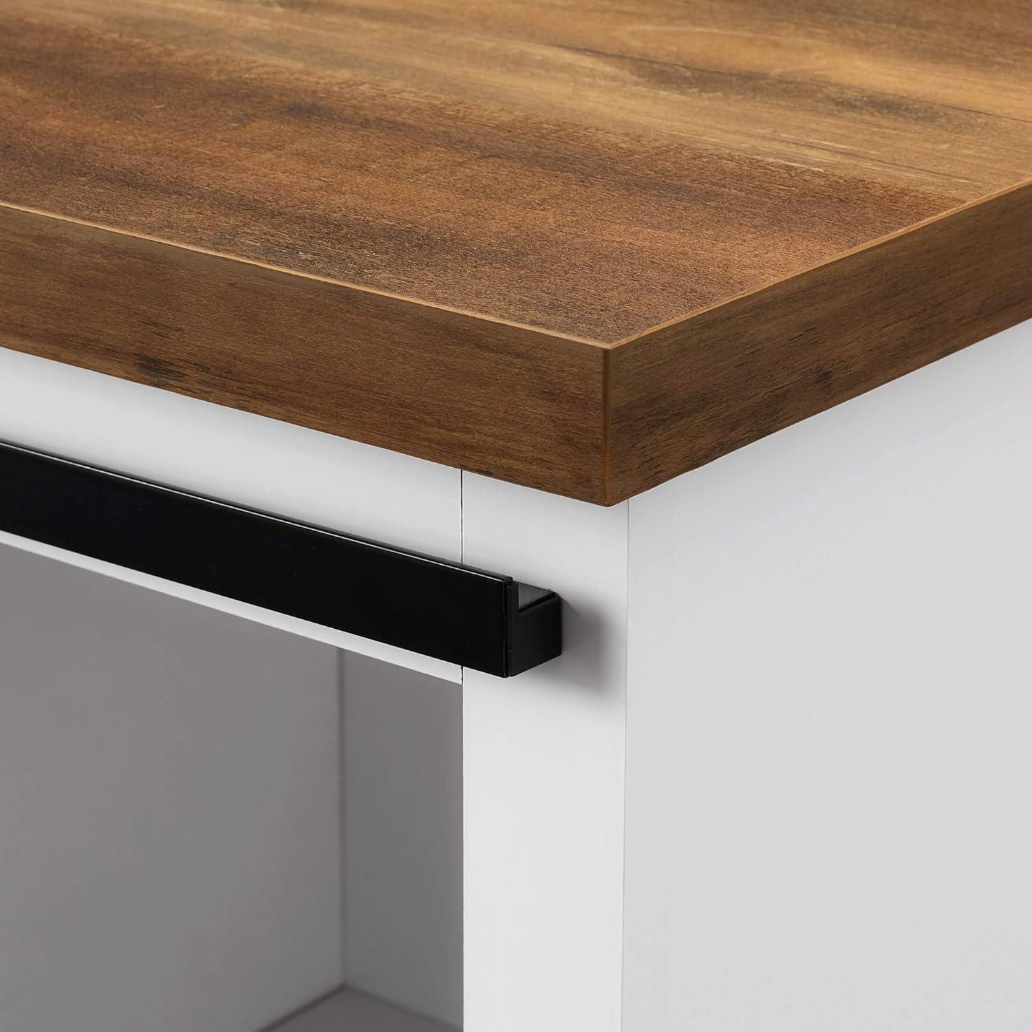 imageWalker Edison Willa Modern Farmhouse Sliding Single Slat Door Storage Console 32 Inch White and Rustic OakWhite and Rustic Oak