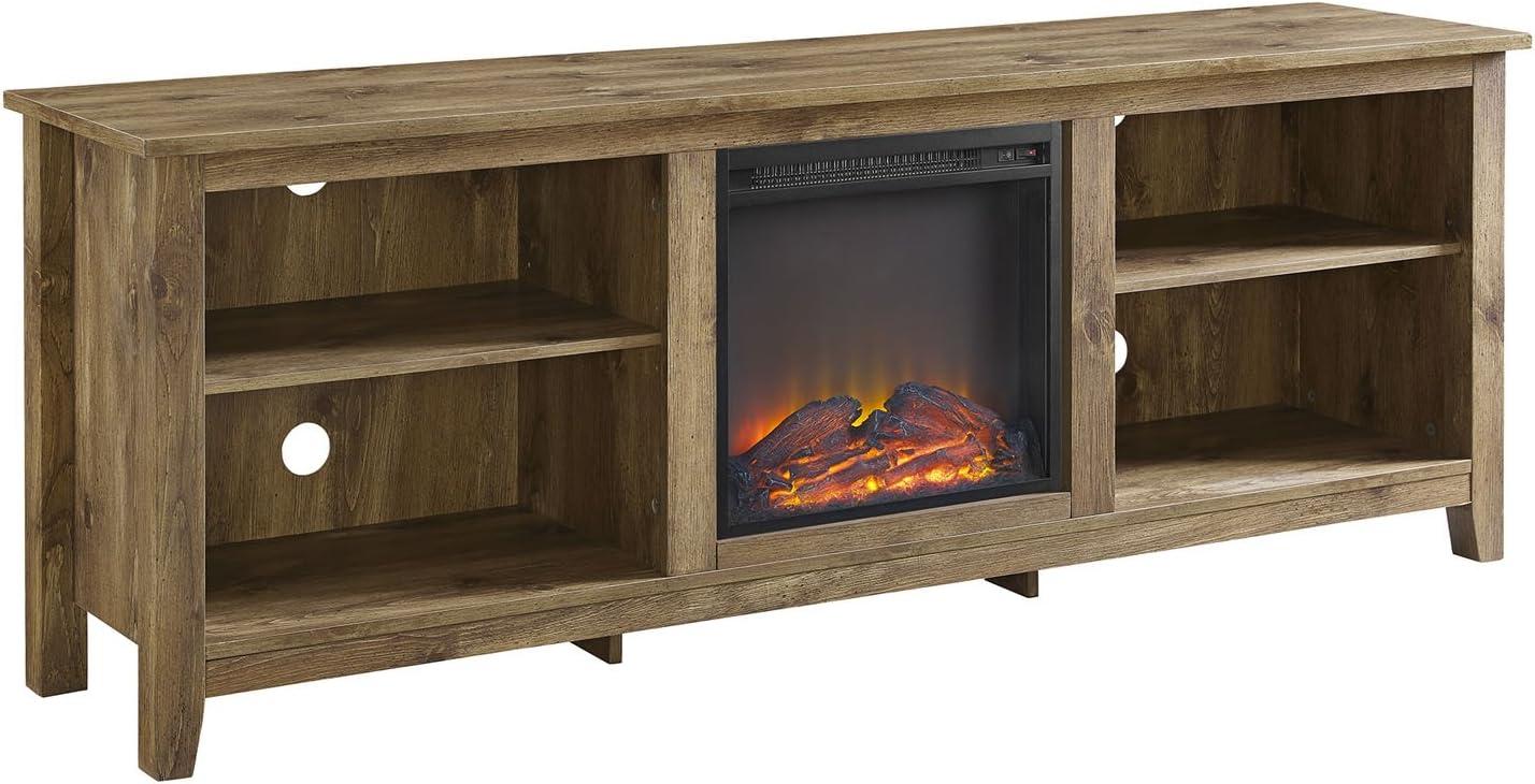 imageWalker Edison Wren Classic 4 Cubby Fireplace TV Stand for TVs up to 80 Inches 70 Inch EspressoBarnwood