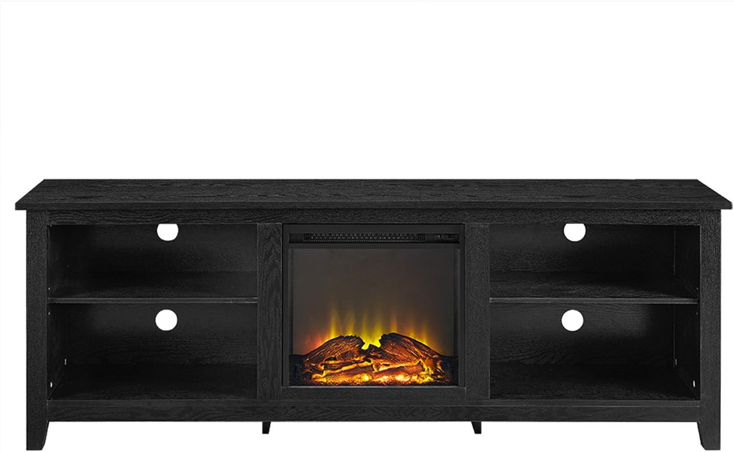 imageWalker Edison Wren Classic 4 Cubby Fireplace TV Stand for TVs up to 80 Inches 70 Inch EspressoBlack