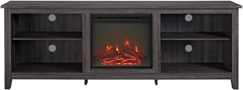 imageWalker Edison Wren Classic 4 Cubby Fireplace TV Stand for TVs up to 80 Inches 70 Inch EspressoCharcoal
