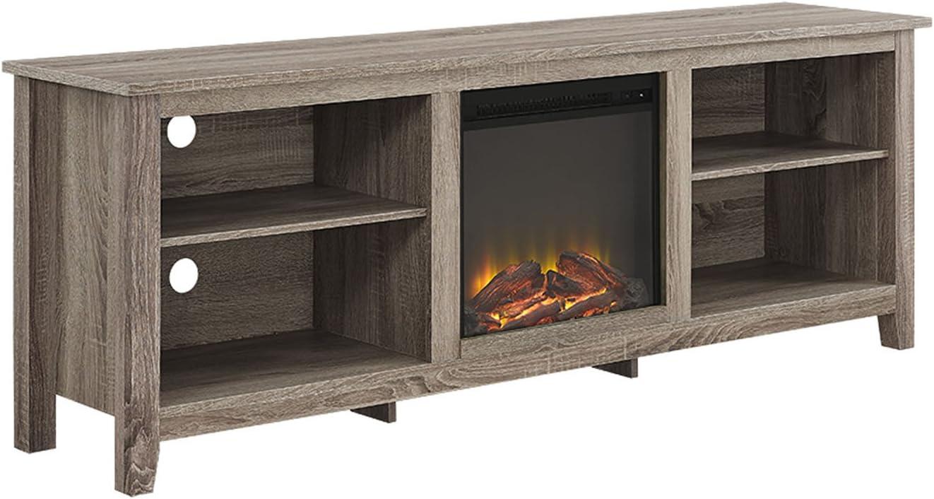 imageWalker Edison Wren Classic 4 Cubby Fireplace TV Stand for TVs up to 80 Inches 70 Inch EspressoDriftwood