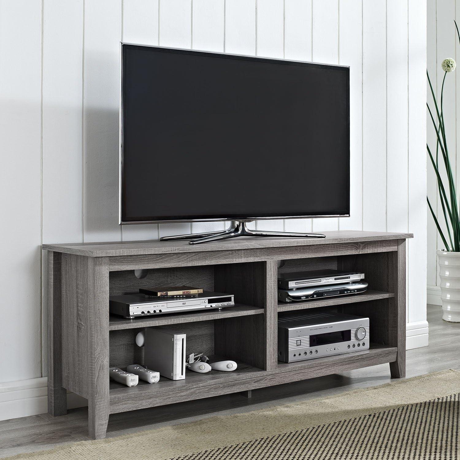imageWalker Edison Wren Classic 4 Cubby Fireplace TV Stand for TVs up to 80 Inches 70 Inch EspressoDriftwood