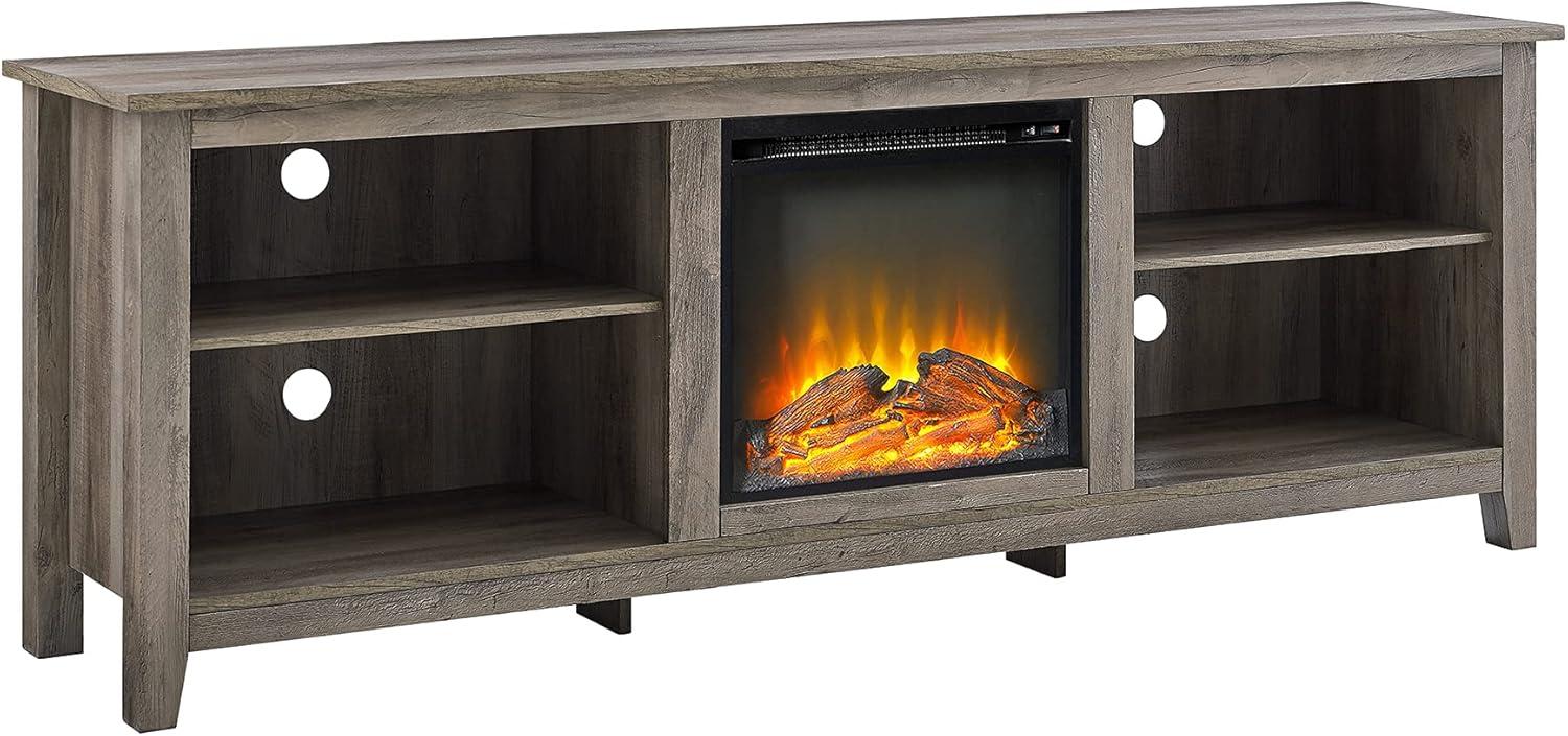 imageWalker Edison Wren Classic 4 Cubby Fireplace TV Stand for TVs up to 80 Inches 70 Inch EspressoGrey Wash