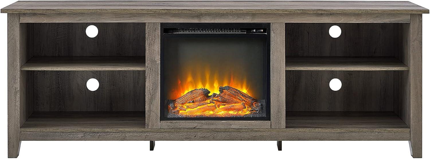 imageWalker Edison Wren Classic 4 Cubby Fireplace TV Stand for TVs up to 80 Inches 70 Inch EspressoGrey Wash