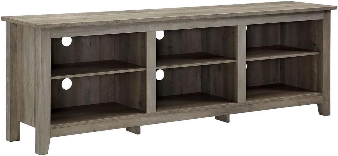 imageWalker Edison Wren Classic 4 Cubby Fireplace TV Stand for TVs up to 80 Inches 70 Inch EspressoGrey Wash