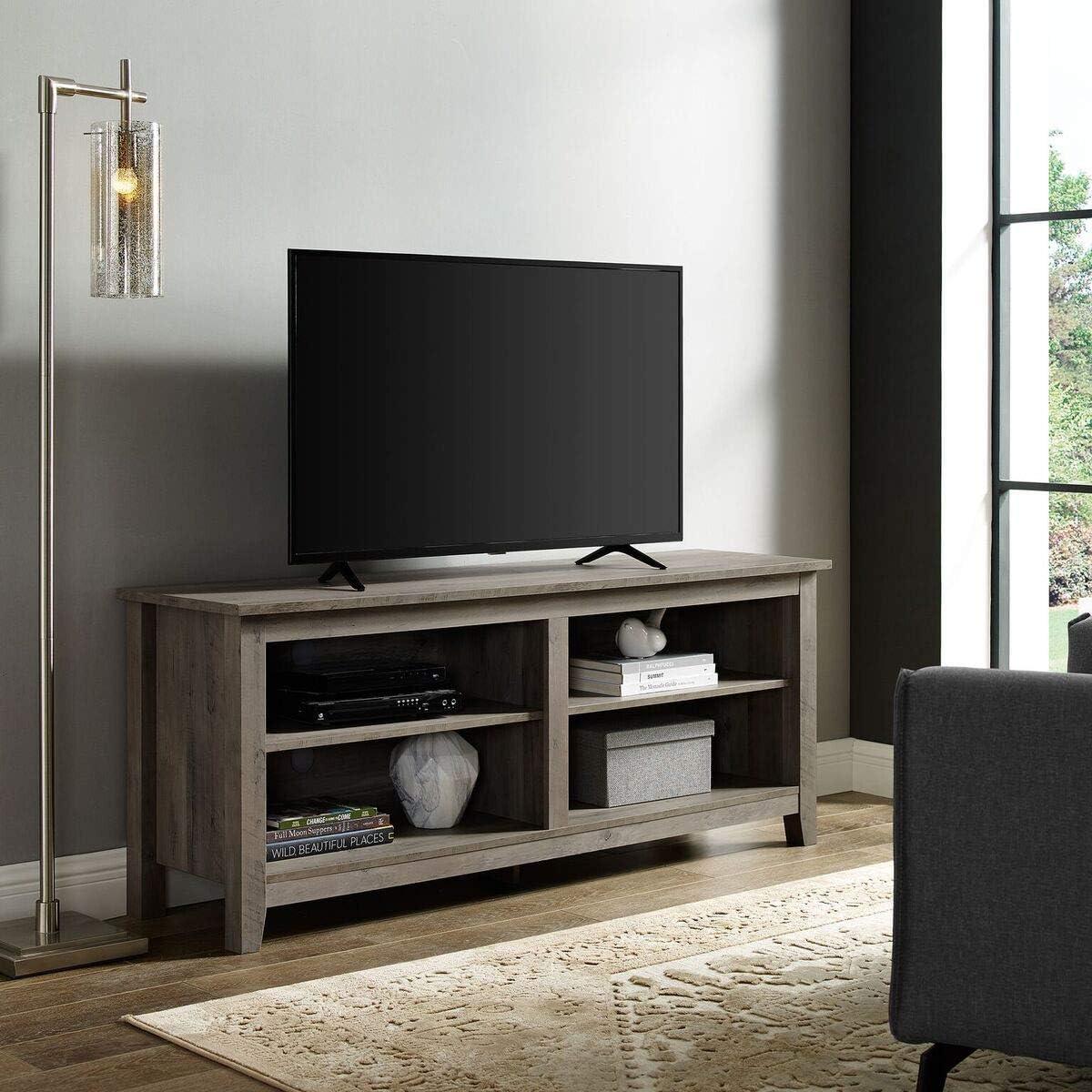 imageWalker Edison Wren Classic 4 Cubby Fireplace TV Stand for TVs up to 80 Inches 70 Inch EspressoGrey Wash