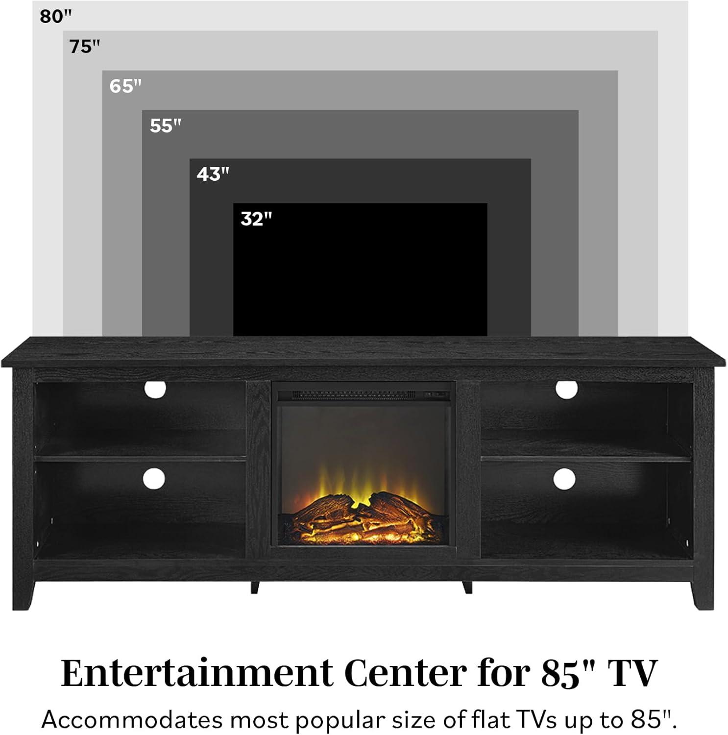 imageWalker Edison Wren Classic 4 Cubby Fireplace TV Stand for TVs up to 80 Inches 70 Inch EspressoGrey Wash