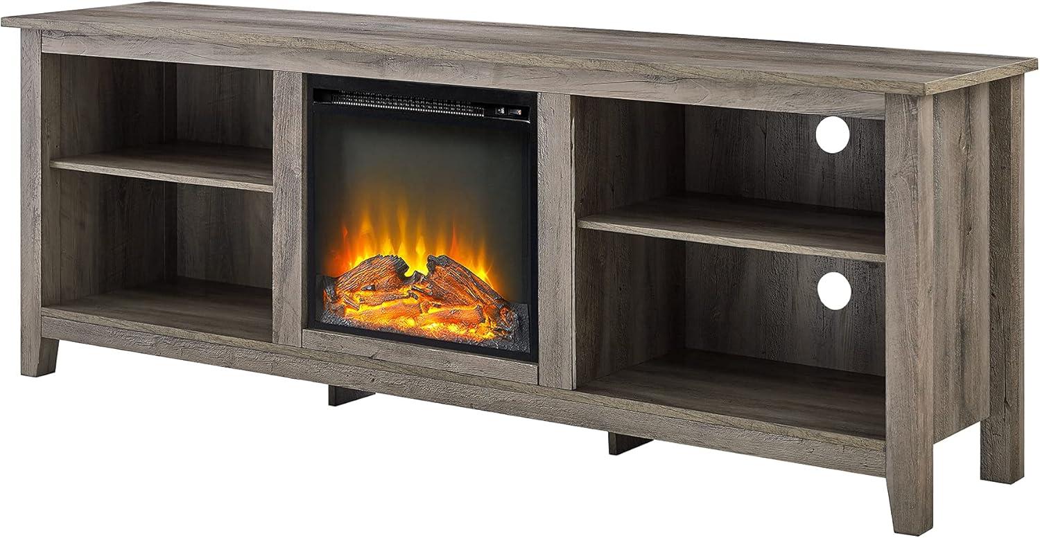 imageWalker Edison Wren Classic 4 Cubby Fireplace TV Stand for TVs up to 80 Inches 70 Inch EspressoGrey Wash