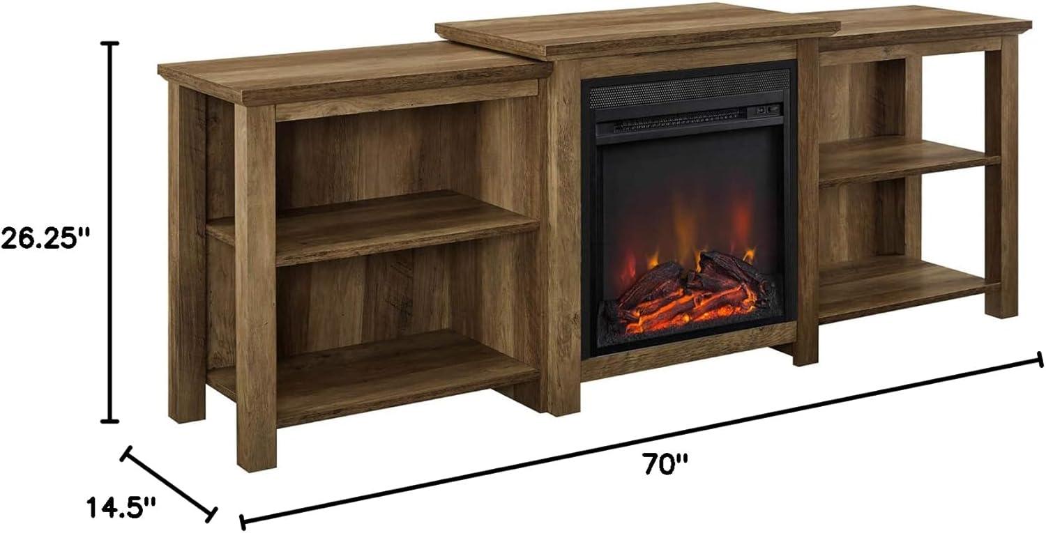 imageWalker Edison Wren Classic 4 Cubby Fireplace TV Stand for TVs up to 80 Inches 70 Inch EspressoRustic Oak