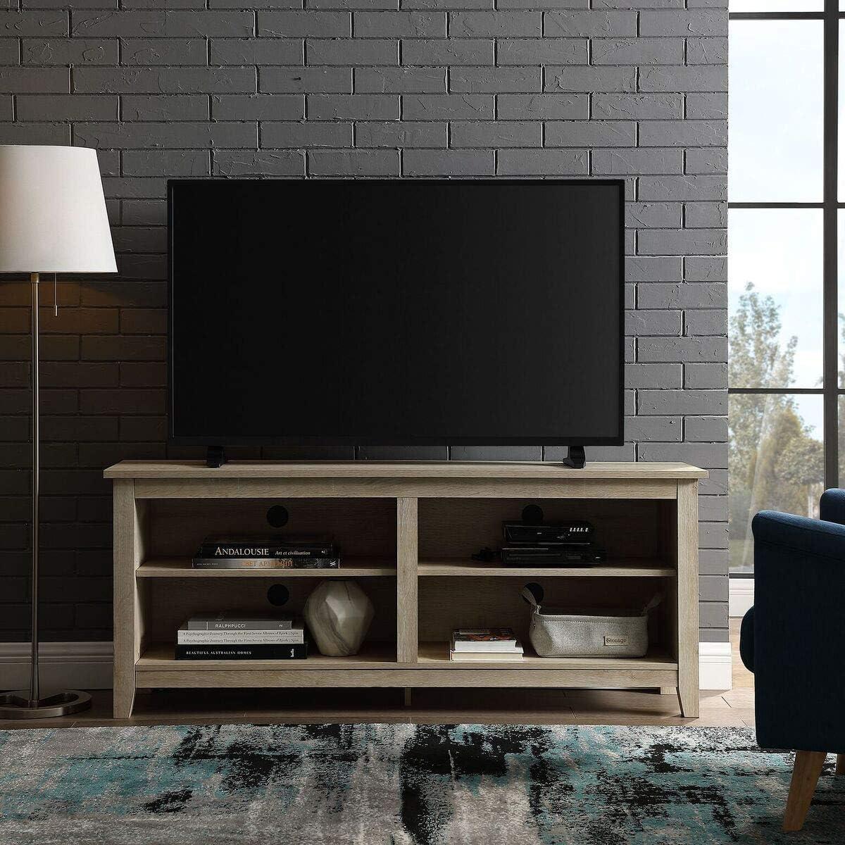 imageWalker Edison Wren Classic 4 Cubby Fireplace TV Stand for TVs up to 80 Inches 70 Inch EspressoWhite Oak