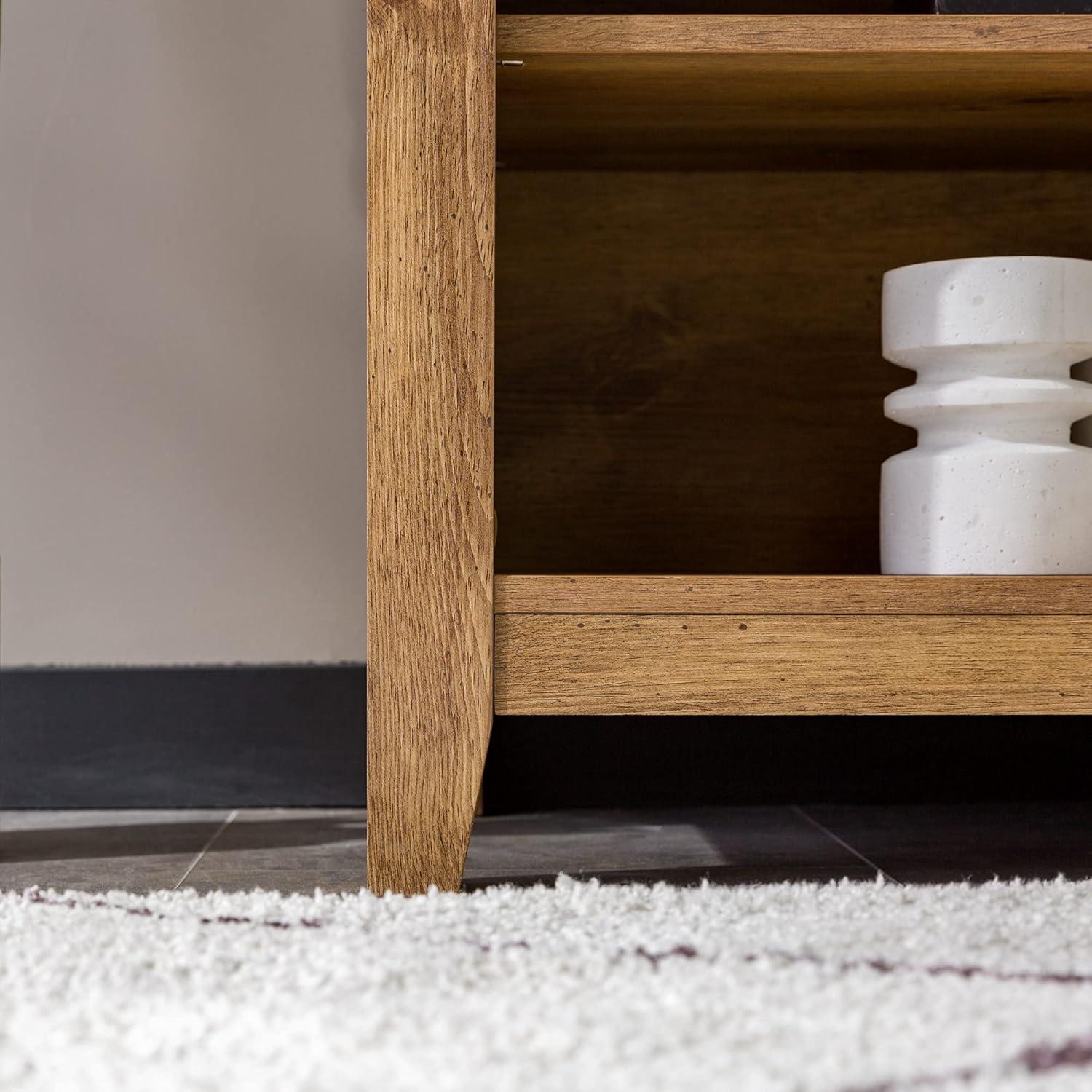 imageWalker Edison Wren Classic 4 Cubby TV Stand for TVs up to 65 Inches 58 Inch BrownBarnwood