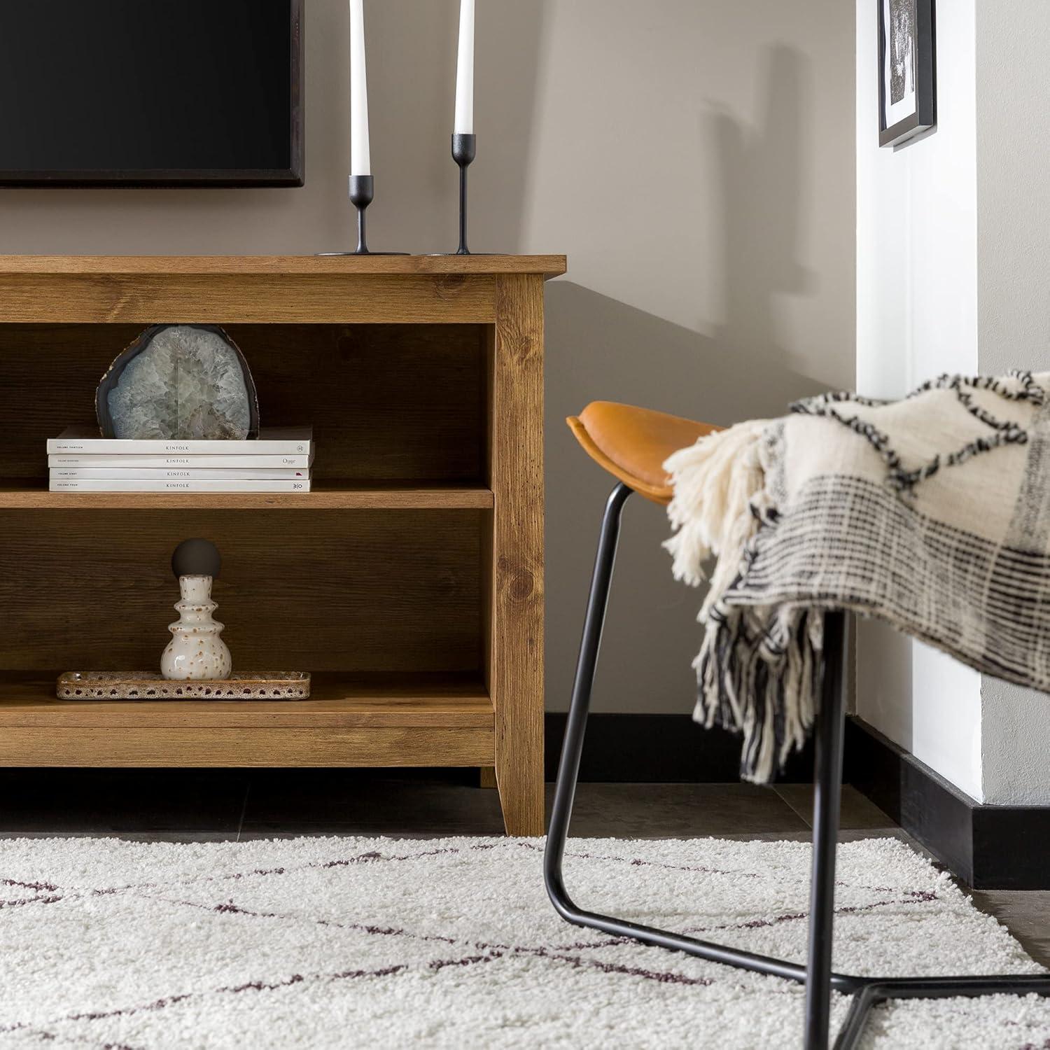 imageWalker Edison Wren Classic 4 Cubby TV Stand for TVs up to 65 Inches 58 Inch BrownBarnwood