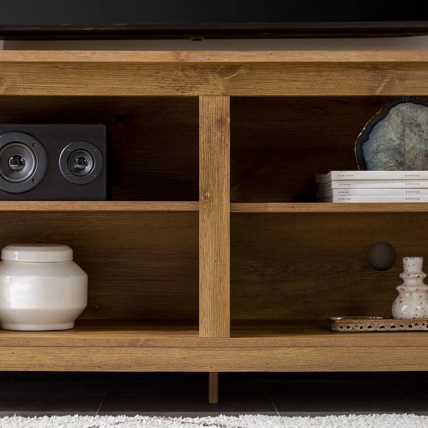 imageWalker Edison Wren Classic 4 Cubby TV Stand for TVs up to 65 Inches 58 Inch BrownBarnwood