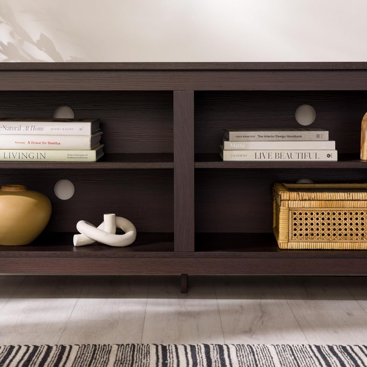 imageWalker Edison Wren Classic 4 Cubby TV Stand for TVs up to 65 Inches 58 Inch BrownEspresso