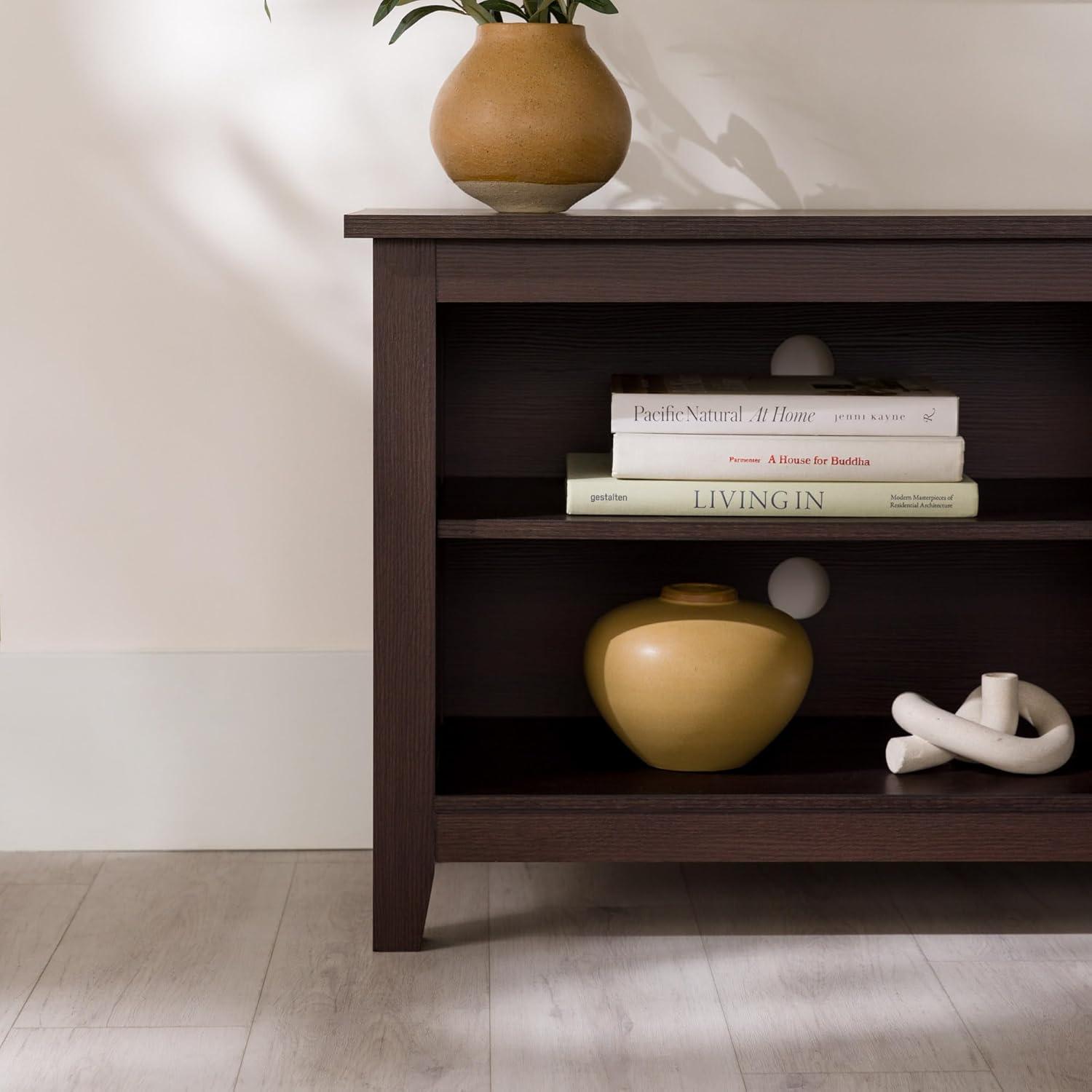 imageWalker Edison Wren Classic 4 Cubby TV Stand for TVs up to 65 Inches 58 Inch BrownEspresso