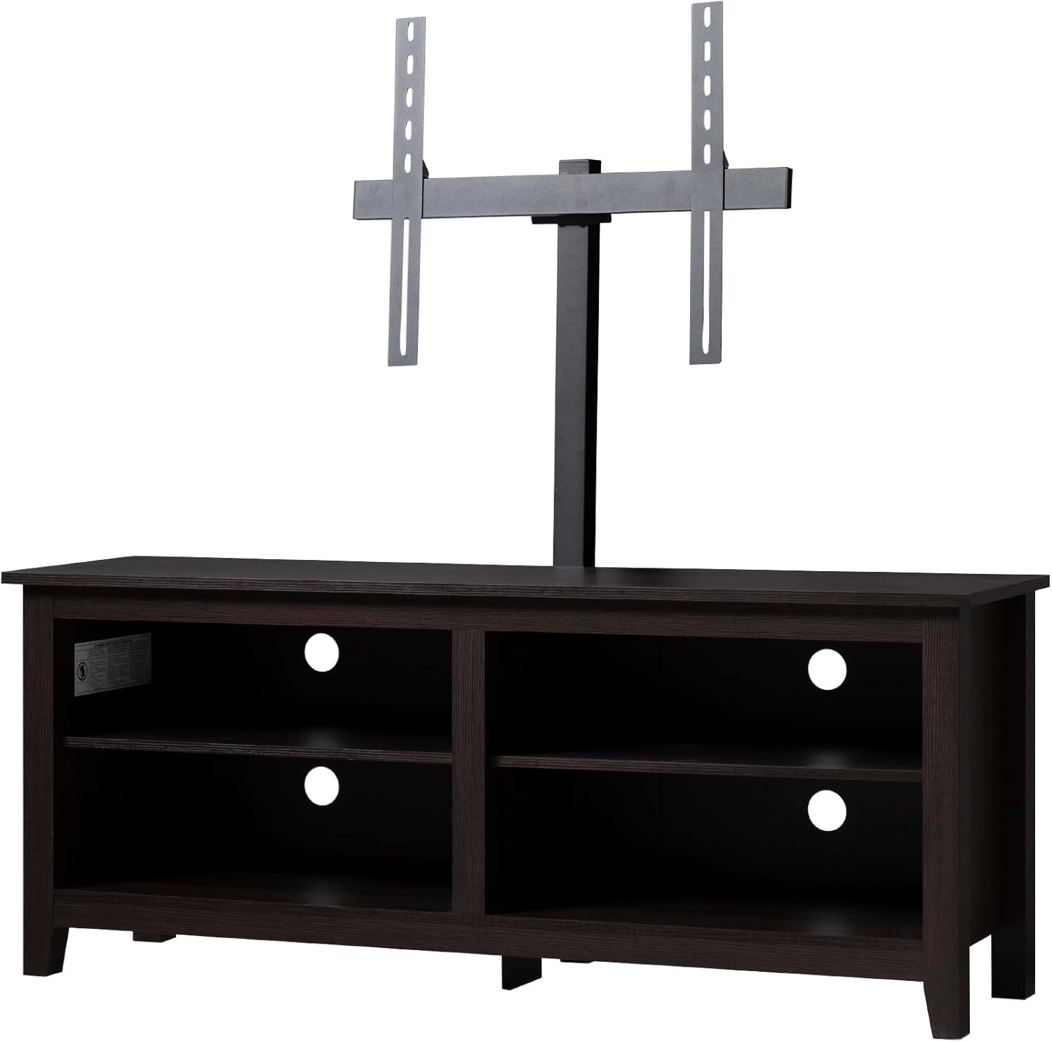imageWalker Edison Wren Classic 4 Cubby TV Stand for TVs up to 65 Inches 58 Inch BrownEspresso