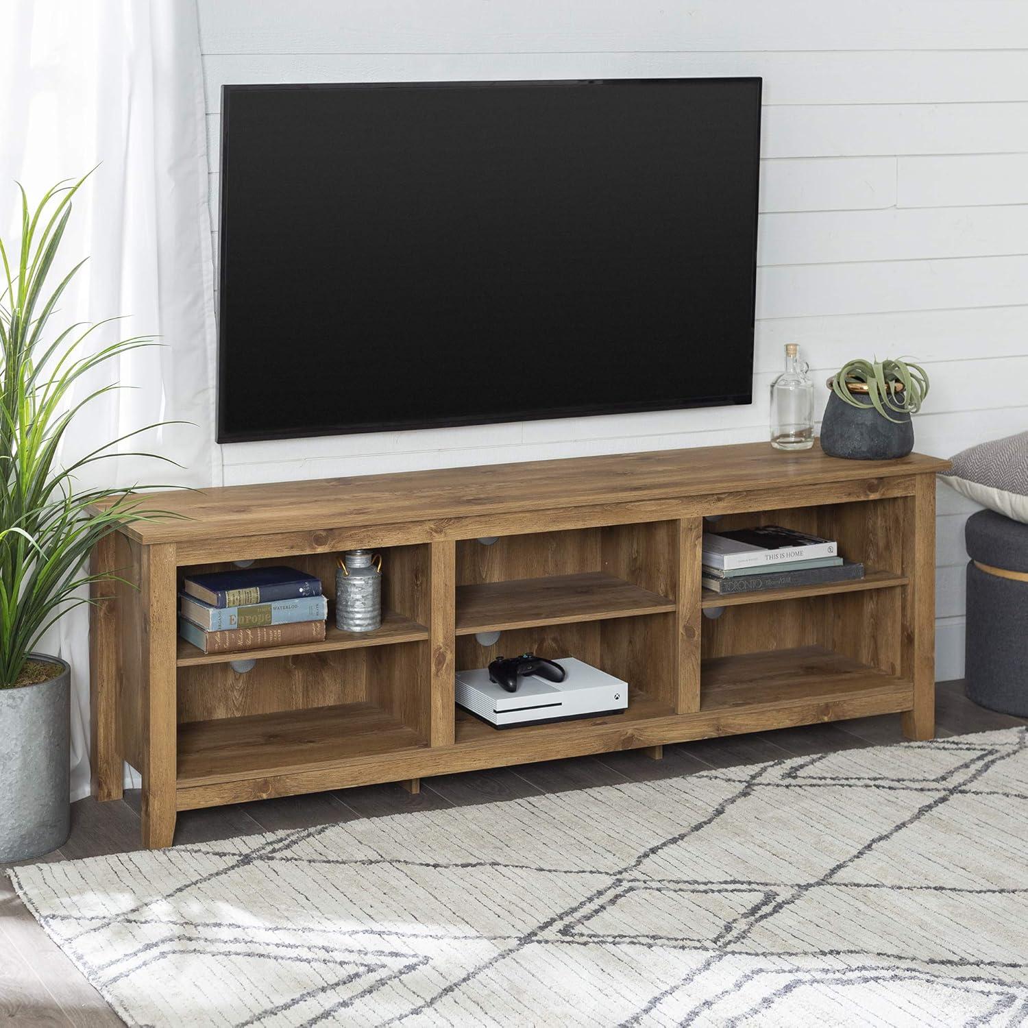 imageWalker Edison Wren Classic 6 Cubby TV Stand for TVs up to 80 Inches 70 Inch CharcoalBarnwood