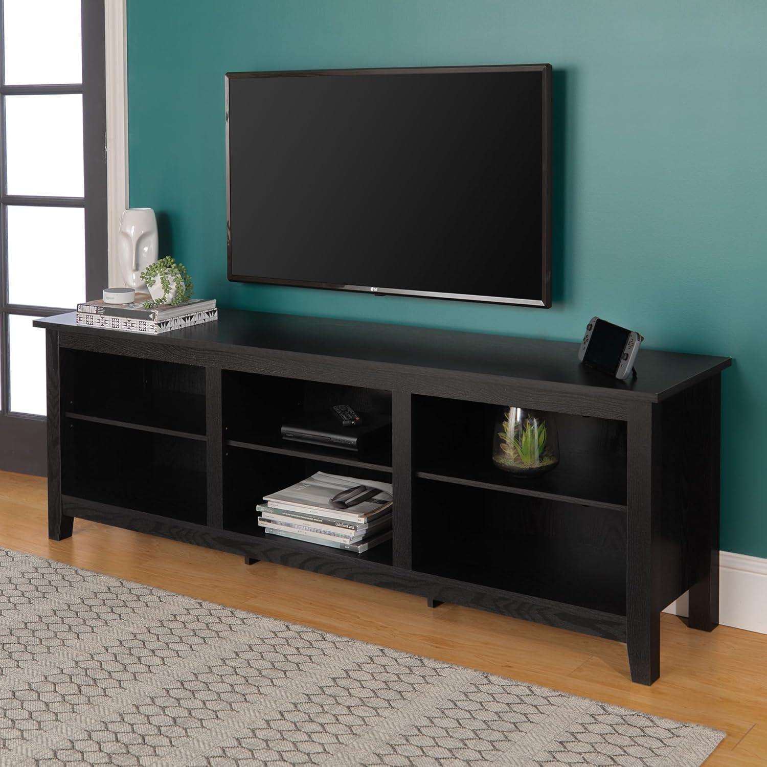 imageWalker Edison Wren Classic 6 Cubby TV Stand for TVs up to 80 Inches 70 Inch CharcoalBlack