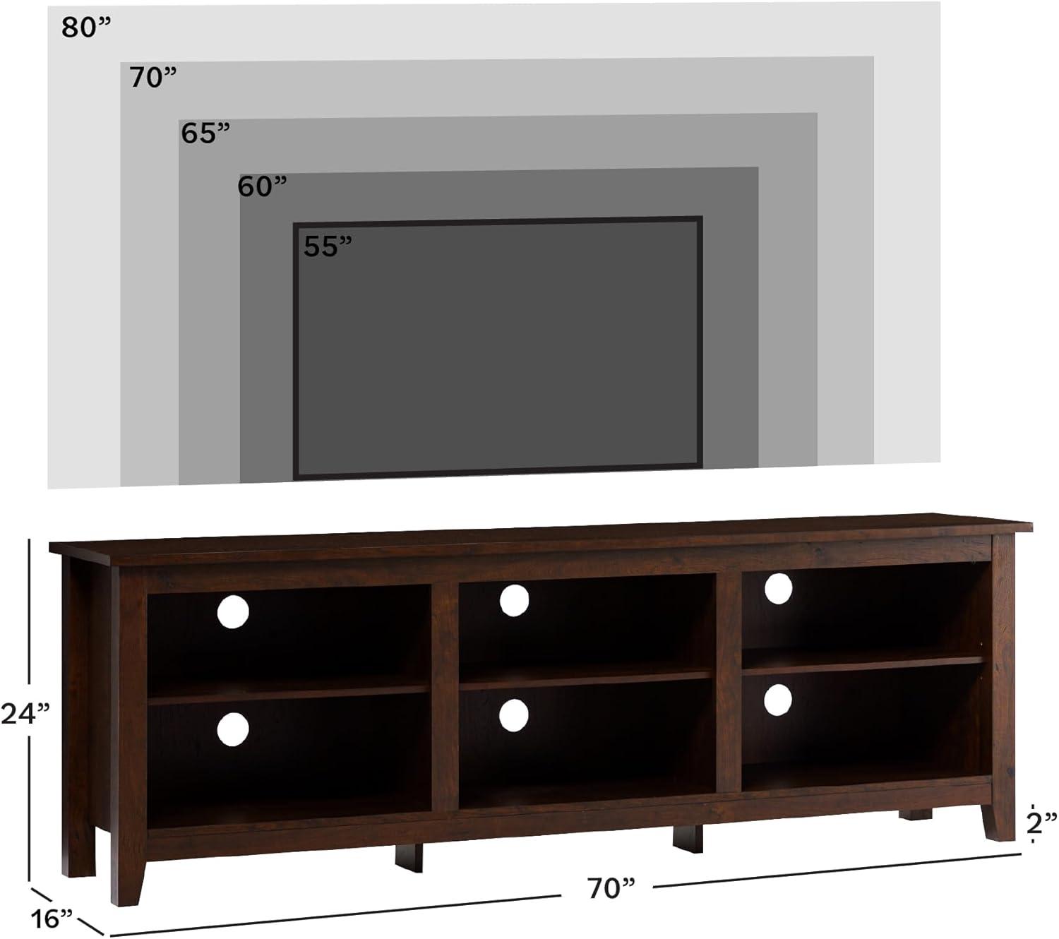 imageWalker Edison Wren Classic 6 Cubby TV Stand for TVs up to 80 Inches 70 Inch CharcoalBrown