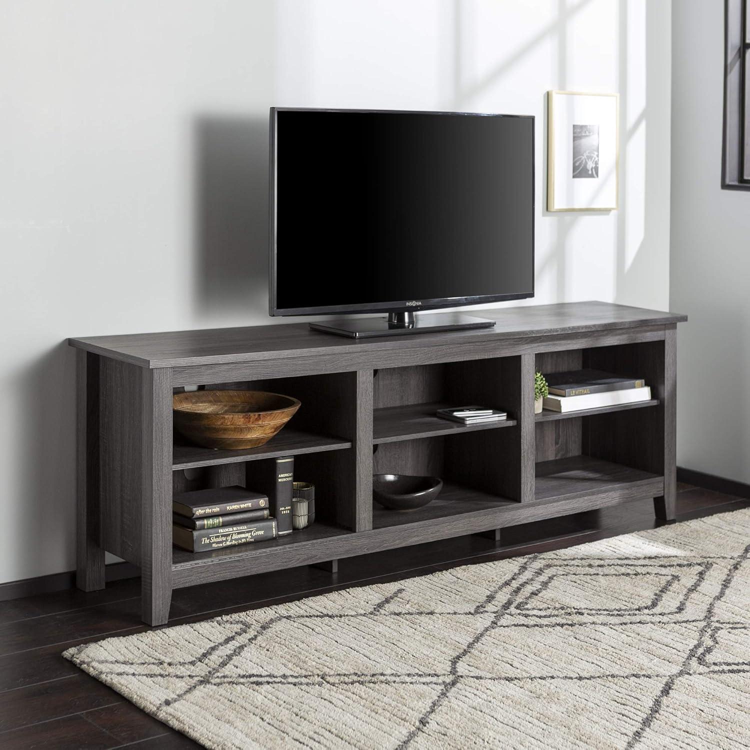 imageWalker Edison Wren Classic 6 Cubby TV Stand for TVs up to 80 Inches 70 Inch CharcoalCharcoal
