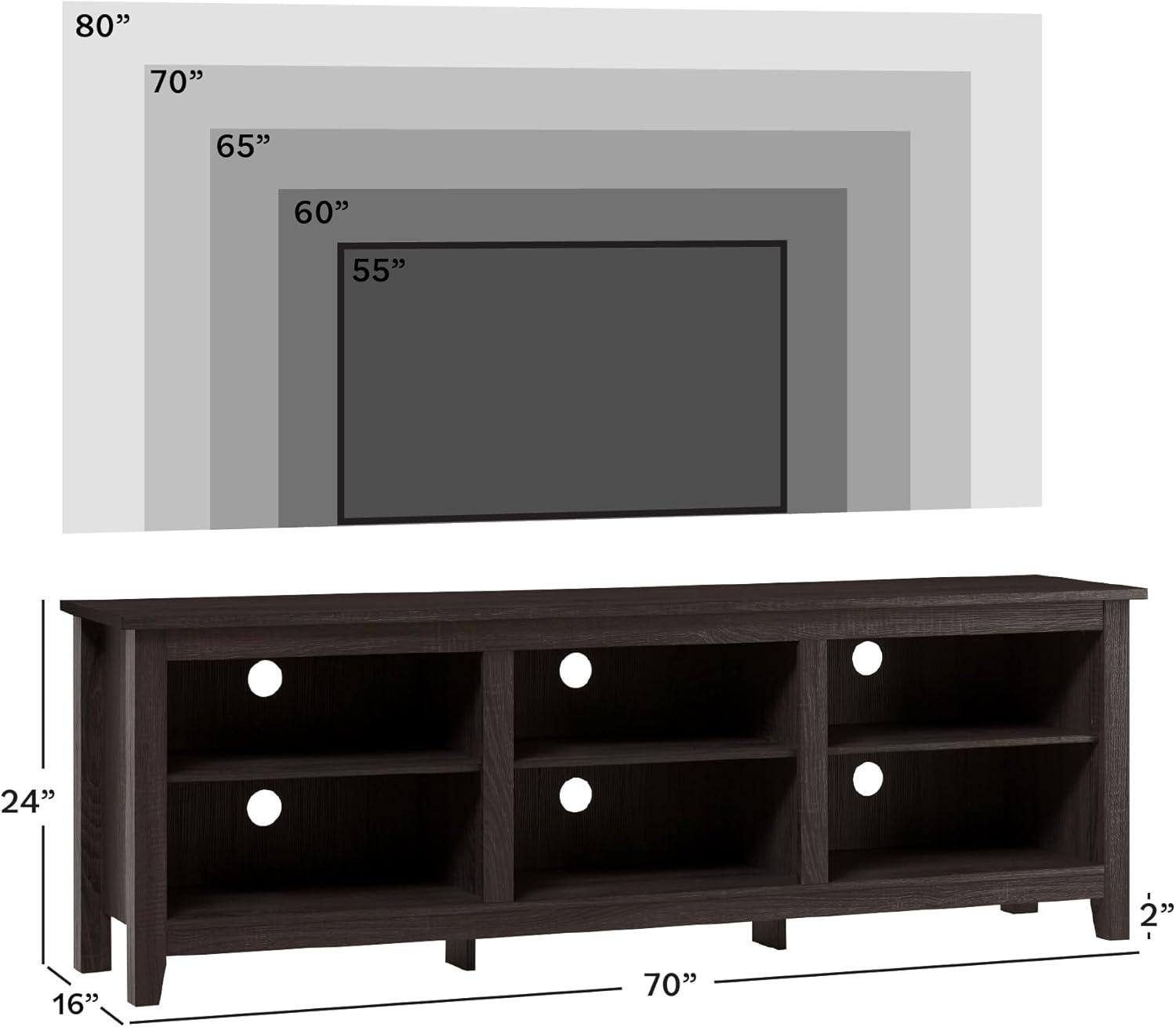 imageWalker Edison Wren Classic 6 Cubby TV Stand for TVs up to 80 Inches 70 Inch CharcoalCharcoal