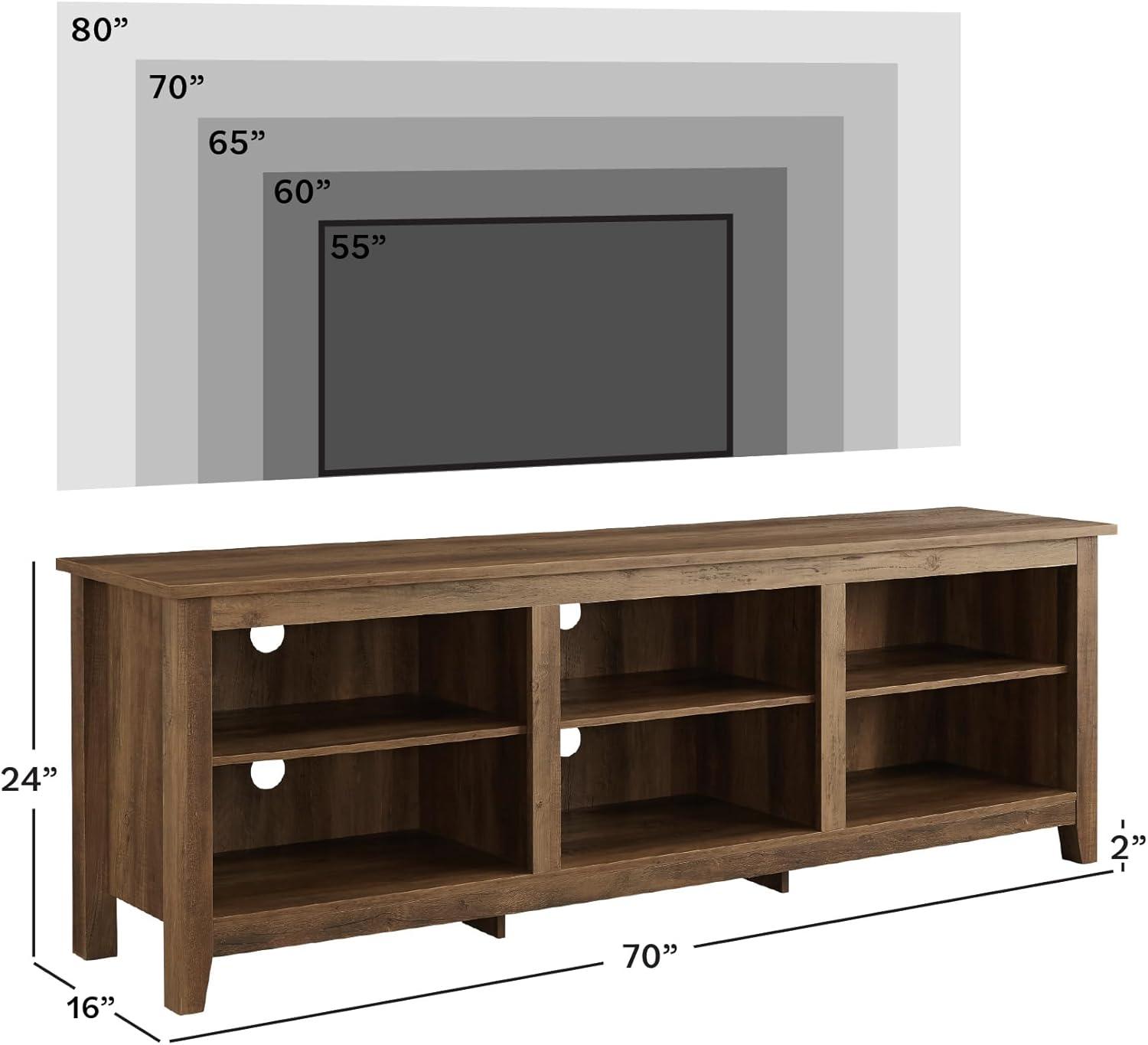 imageWalker Edison Wren Classic 6 Cubby TV Stand for TVs up to 80 Inches 70 Inch CharcoalRustic Oak