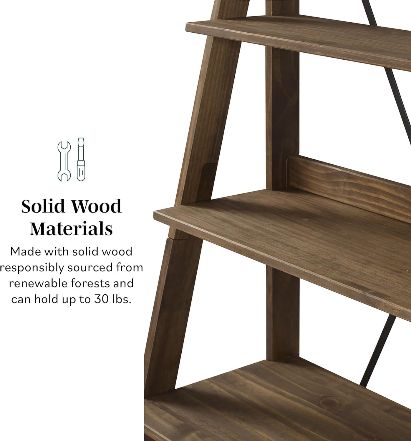 imageWalker Edison X Back Modern Farmhouse Wood Bookcase Bookshelf Home Office Living Room Storage 4 Shelves BrownBrown