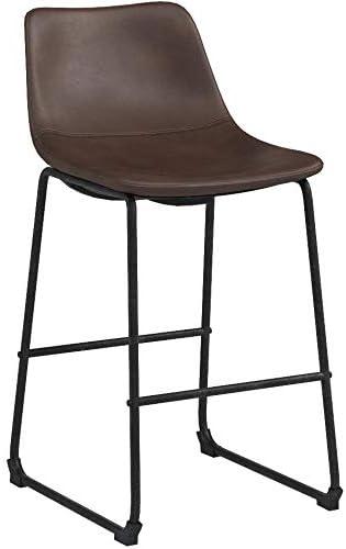 imageWalker Edison Xuma Modern Faux Leather Armless Low Back Counter Stool Set of 2 Whiskey BrownBrown
