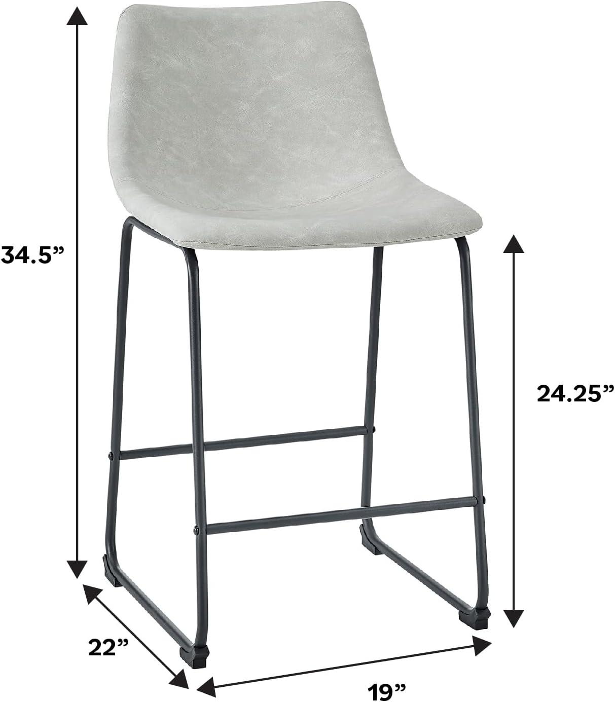 imageWalker Edison Xuma Modern Faux Leather Armless Low Back Counter Stool Set of 2 Whiskey BrownGrey